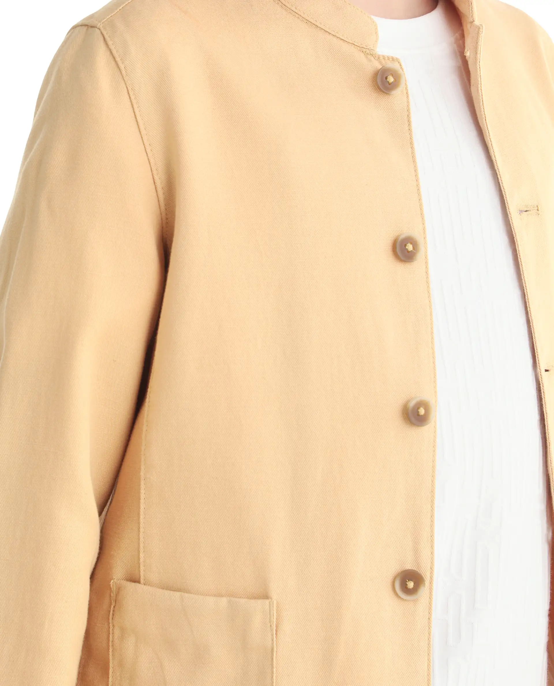 Rare Ones Kids Jensen Dusky Yellow Lyocell Blend Solid Button Closure Tailored Fit Coat - Image 5