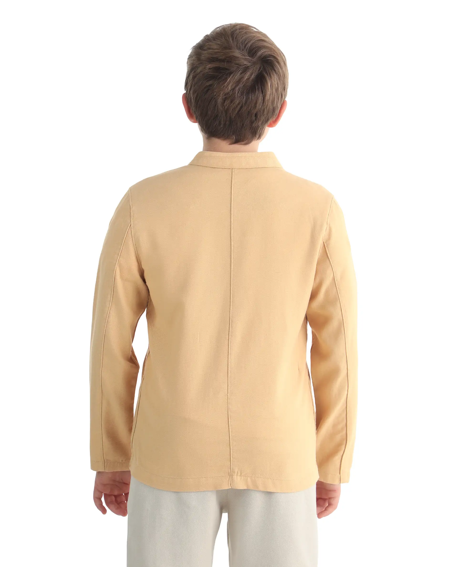 Rare Ones Kids Jensen Dusky Yellow Lyocell Blend Solid Button Closure Tailored Fit Coat - Image 8