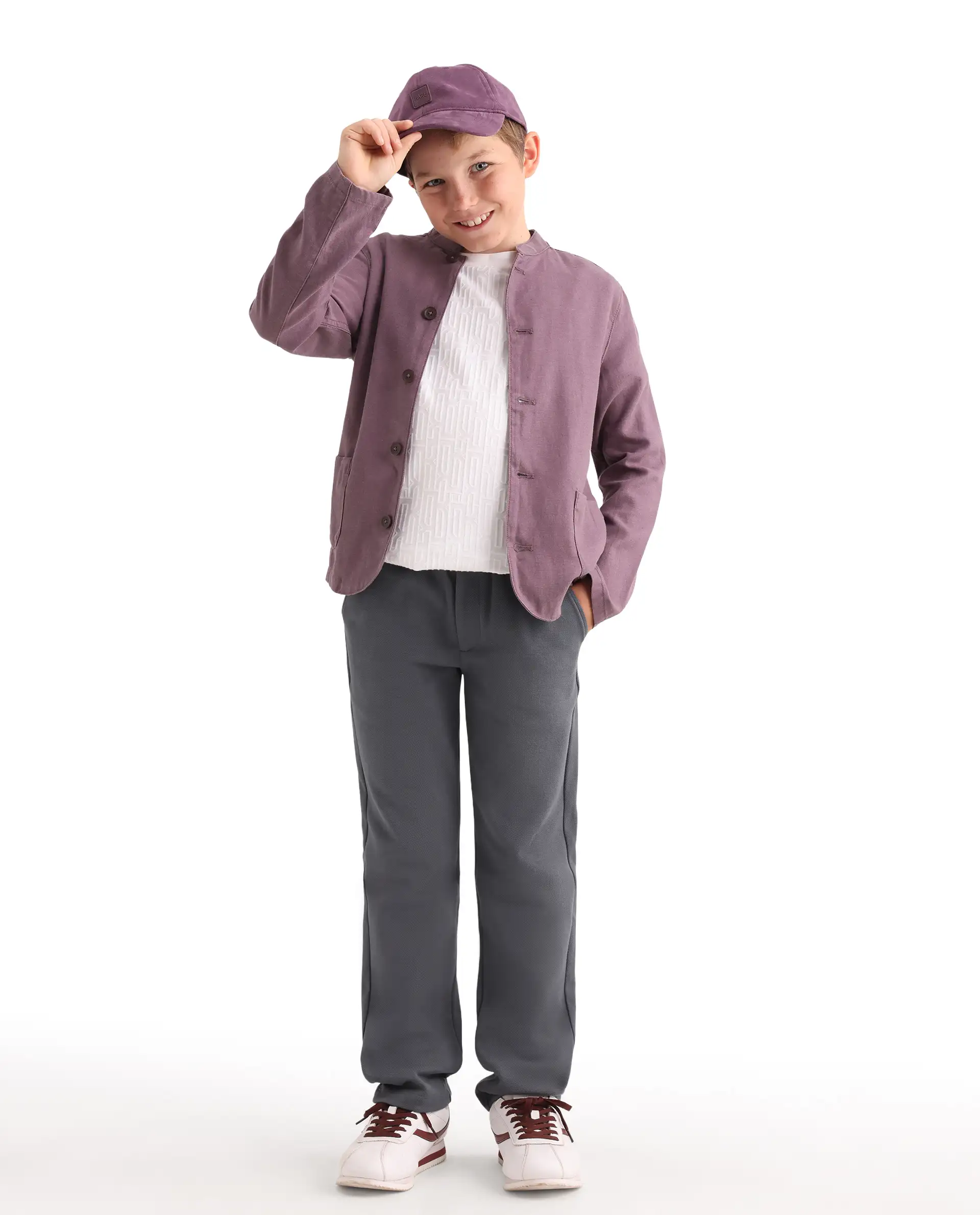 Rare Ones Kids Jensen Purple Lyocell Blend Solid Button Closure Tailored Fit Coat - Image 2