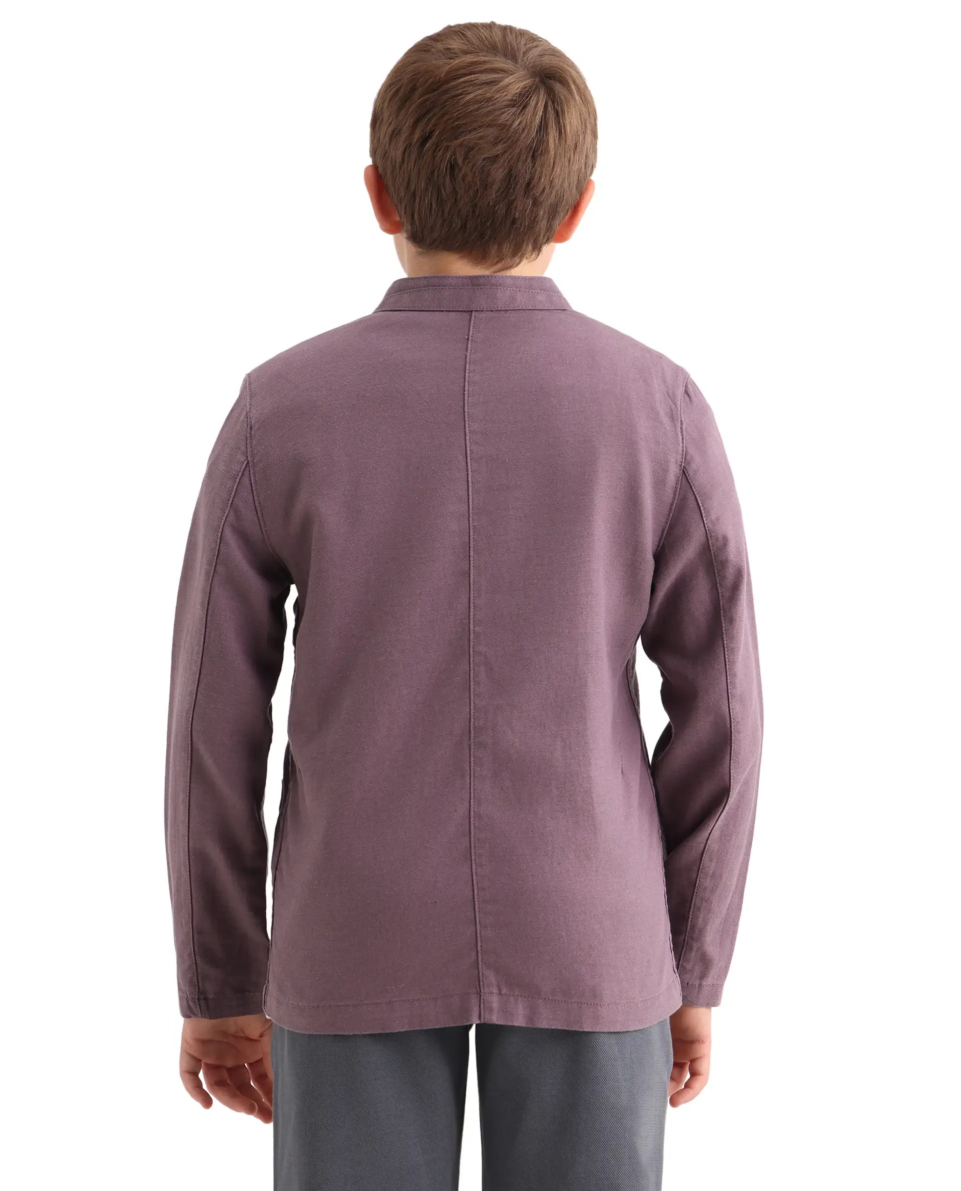 Rare Ones Kids Jensen Purple Lyocell Blend Solid Button Closure Tailored Fit Coat - Image 7