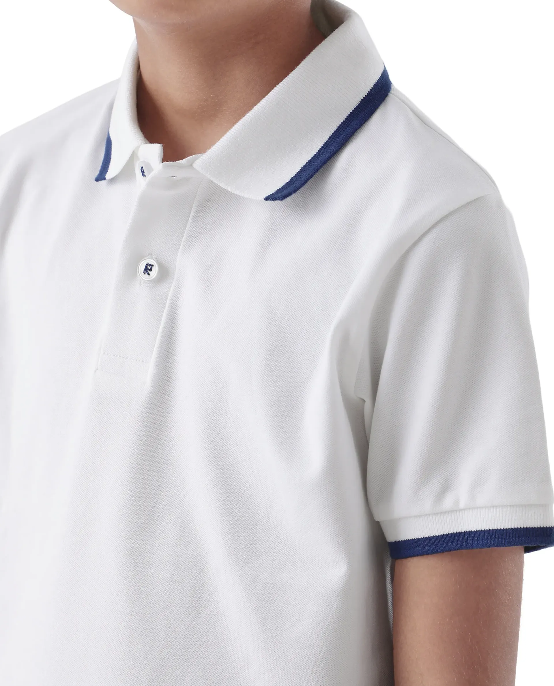 Rare Ones Kids Juno White Cotton Blend Half Sleeve Printed Regular Fit Polo - Image 5