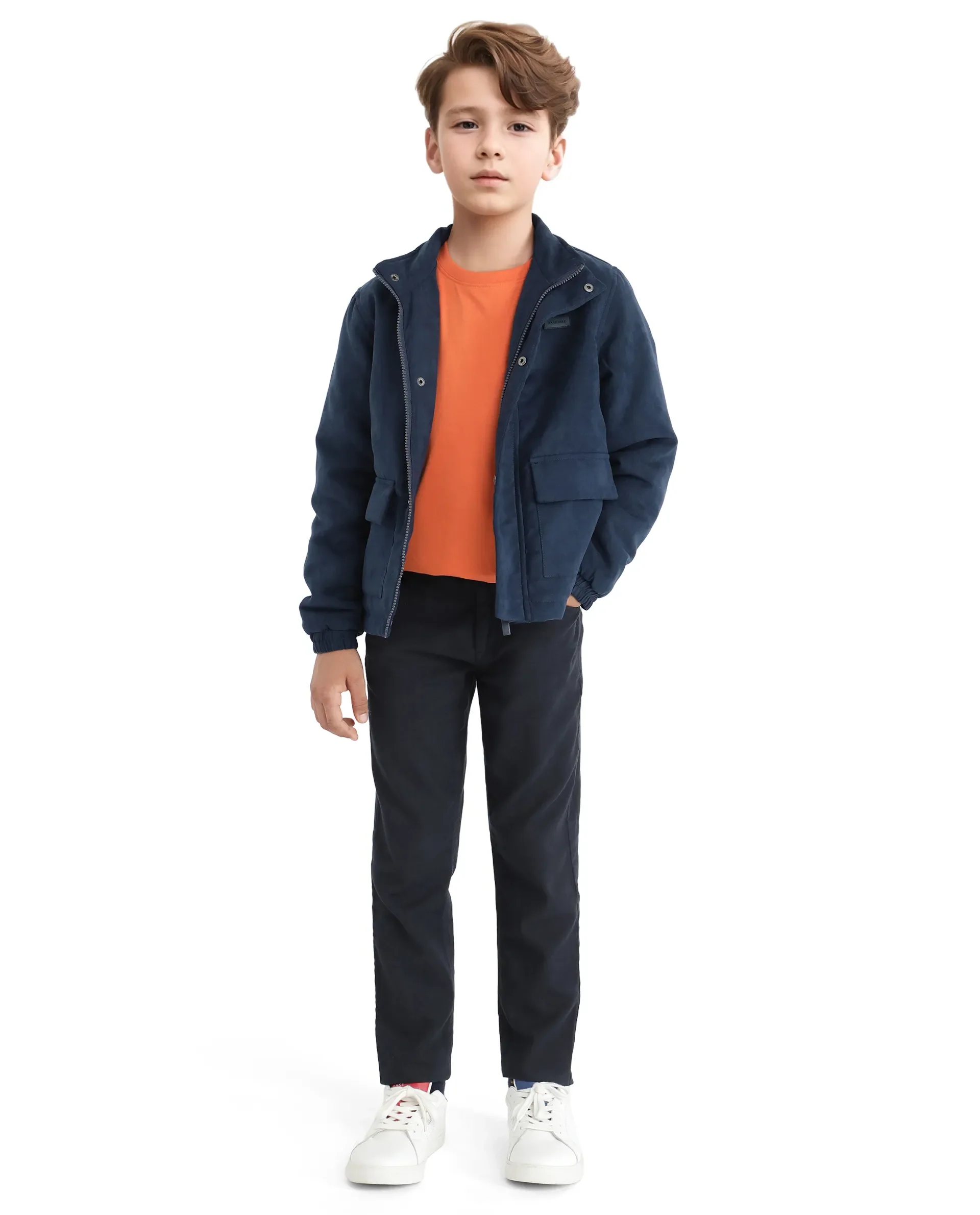Rare Ones Kids Katpil Dark Blue Polyester Full Sleeve Solid Jacket - Image 3