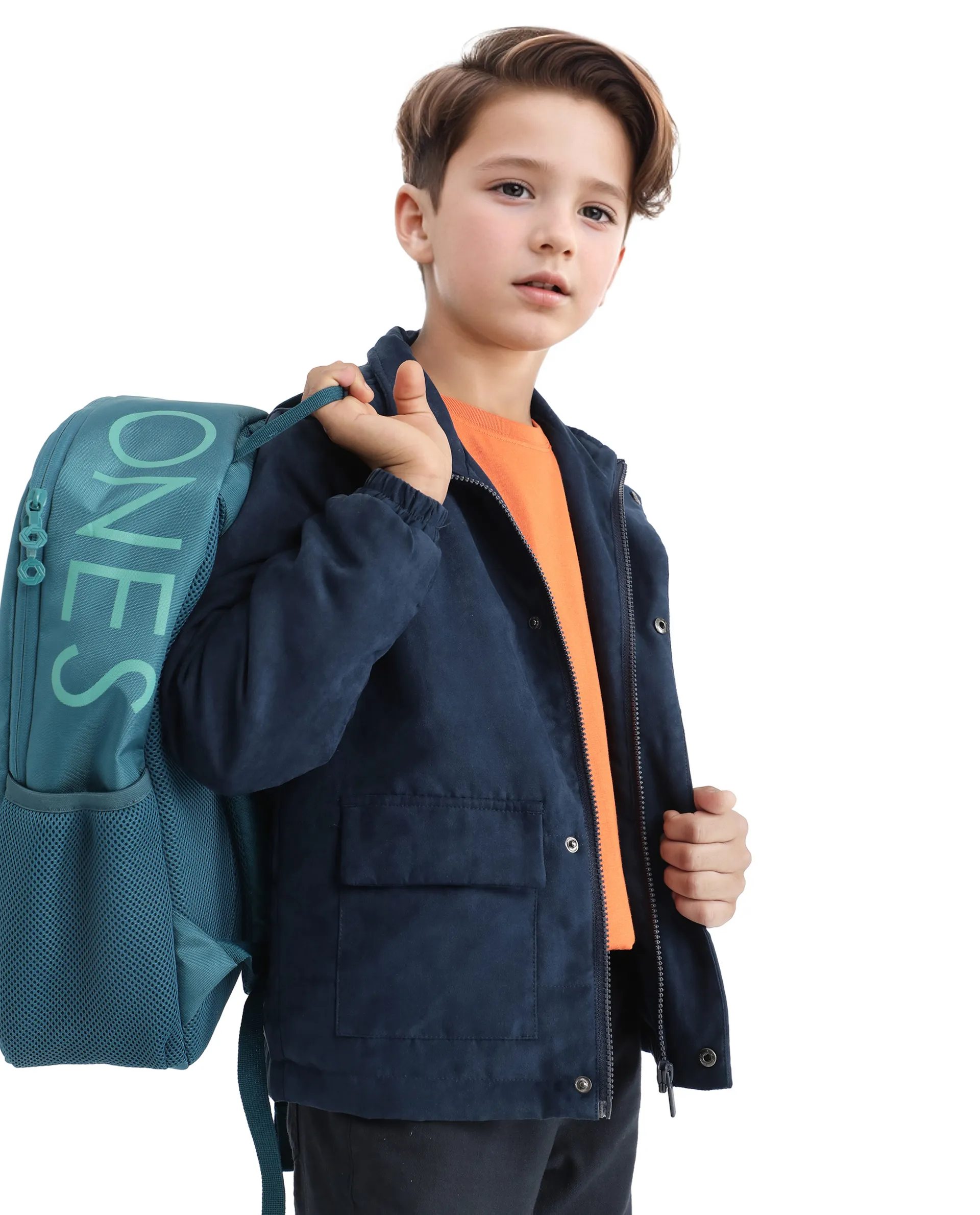 Rare Ones Kids Katpil Dark Blue Polyester Full Sleeve Solid Jacket - Image 6