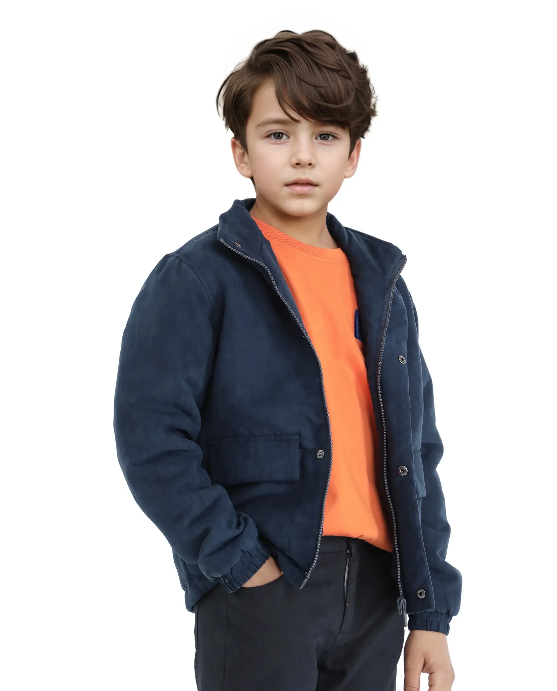 Rare Ones Kids Katpil Dark Blue Polyester Full Sleeve Solid Jacket - Image 7