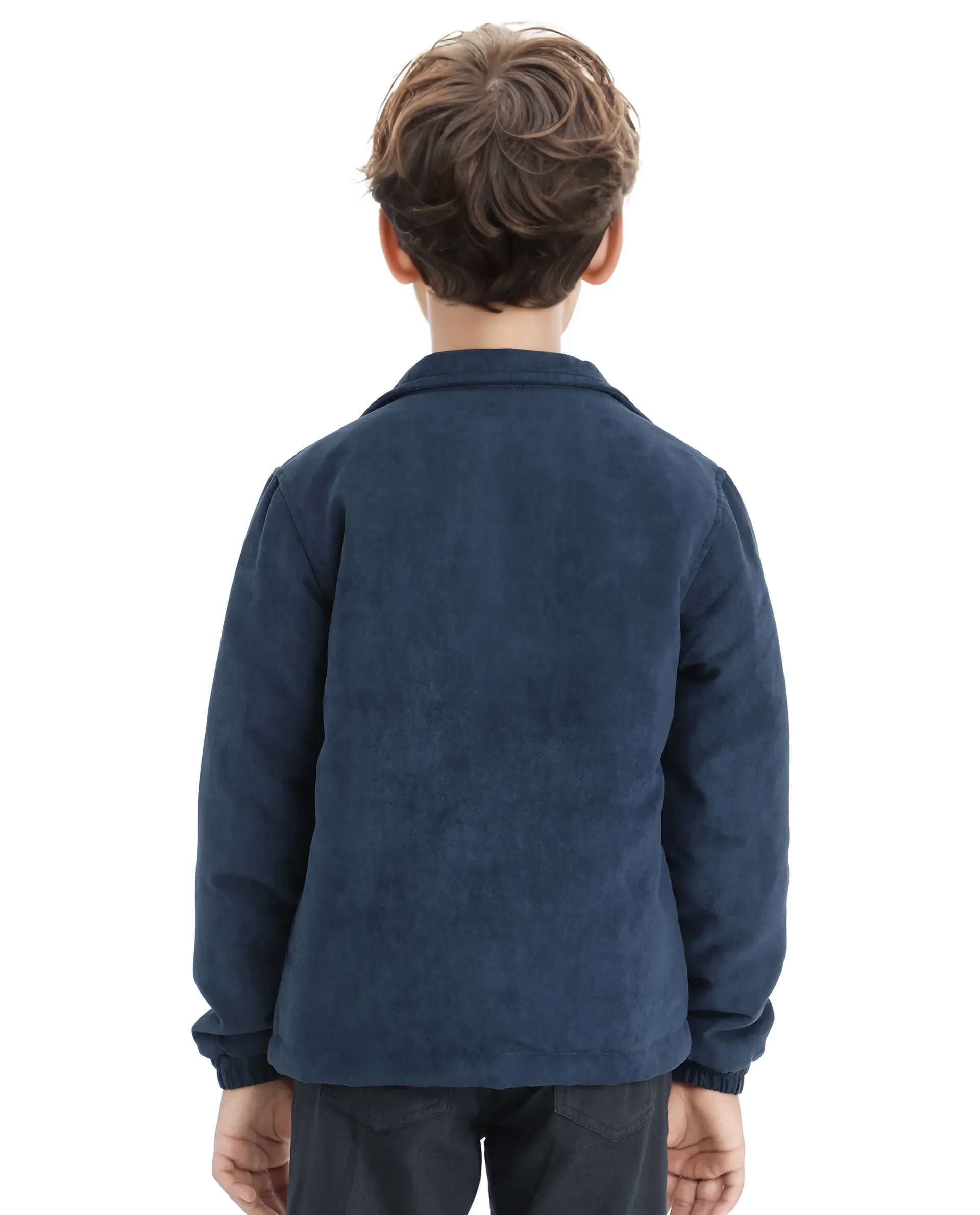 Rare Ones Kids Katpil Dark Blue Polyester Full Sleeve Solid Jacket - Image 9