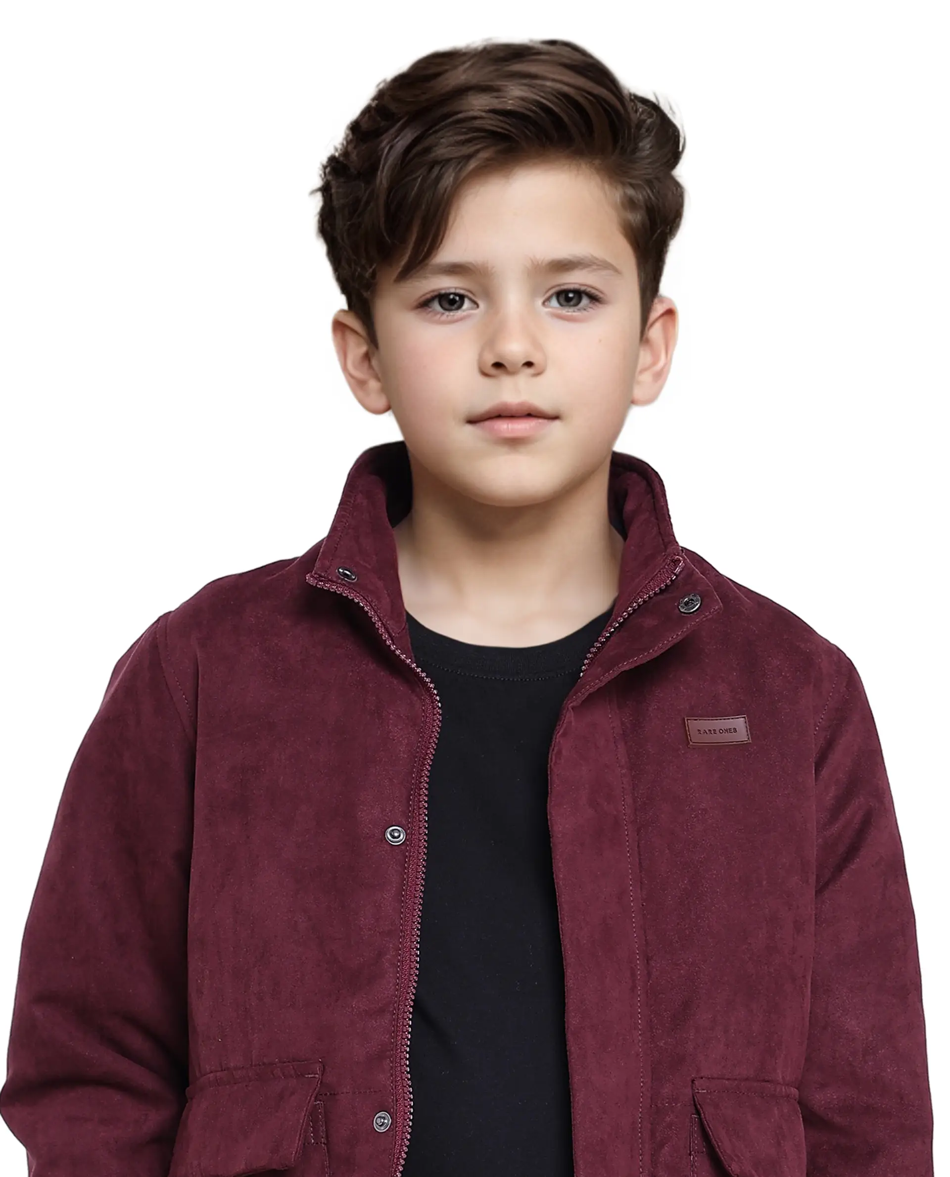 Rare Ones Kids Katpil Maroon Polyester Full Sleeve Solid Jacket - Image 3