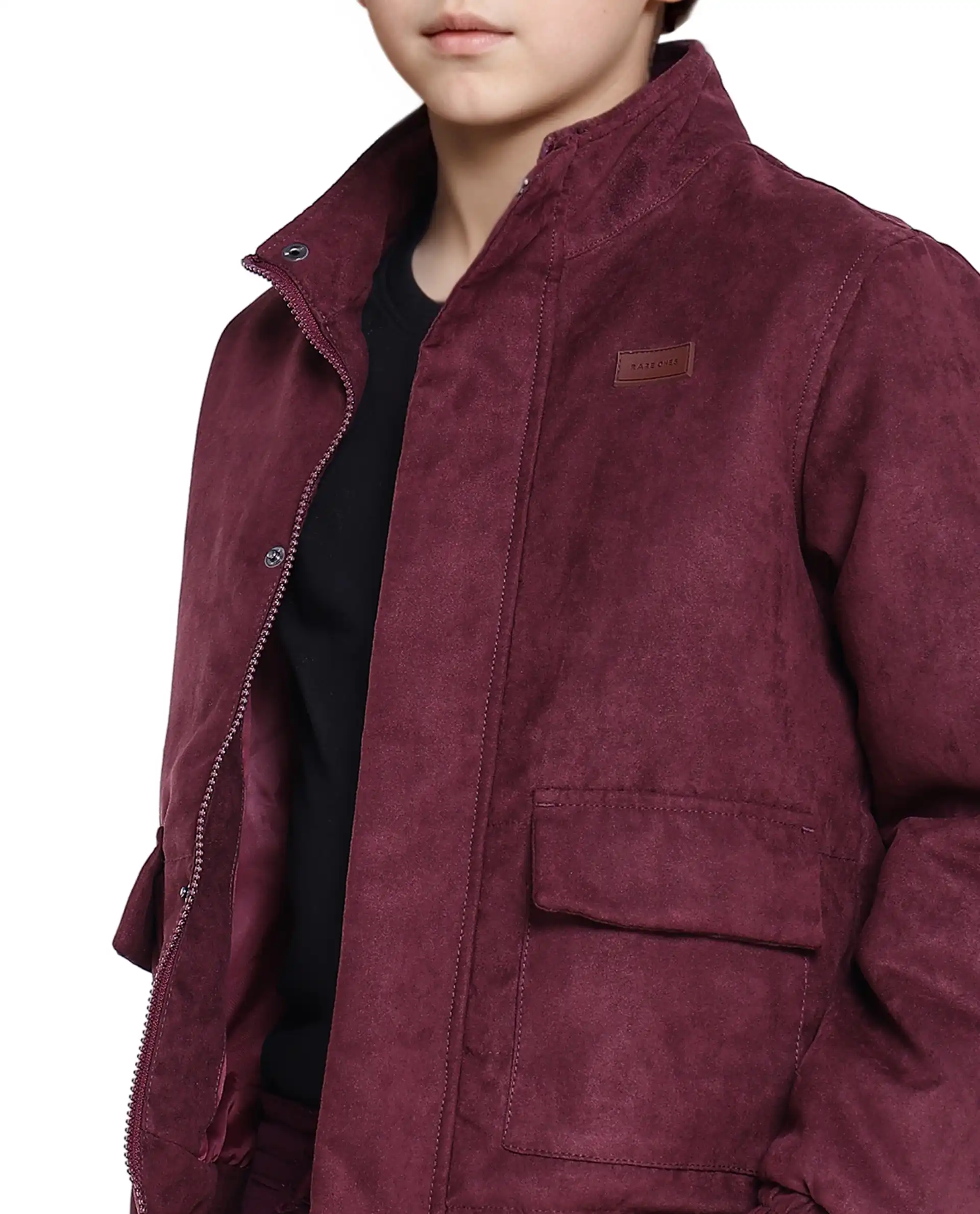 Rare Ones Kids Katpil Maroon Polyester Full Sleeve Solid Jacket - Image 5