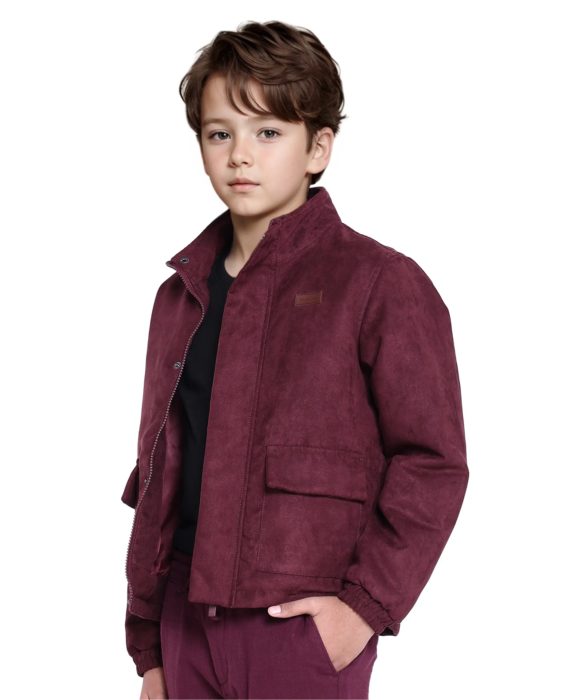 Rare Ones Kids Katpil Maroon Polyester Full Sleeve Solid Jacket - Image 6
