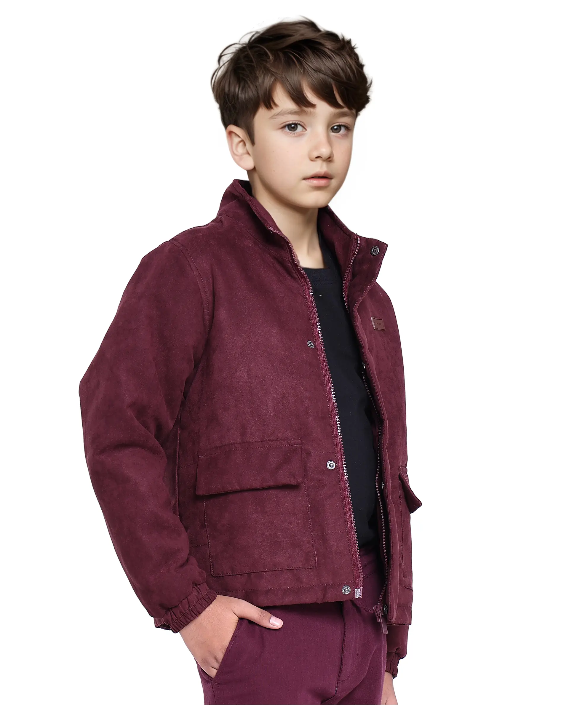 Rare Ones Kids Katpil Maroon Polyester Full Sleeve Solid Jacket - Image 7