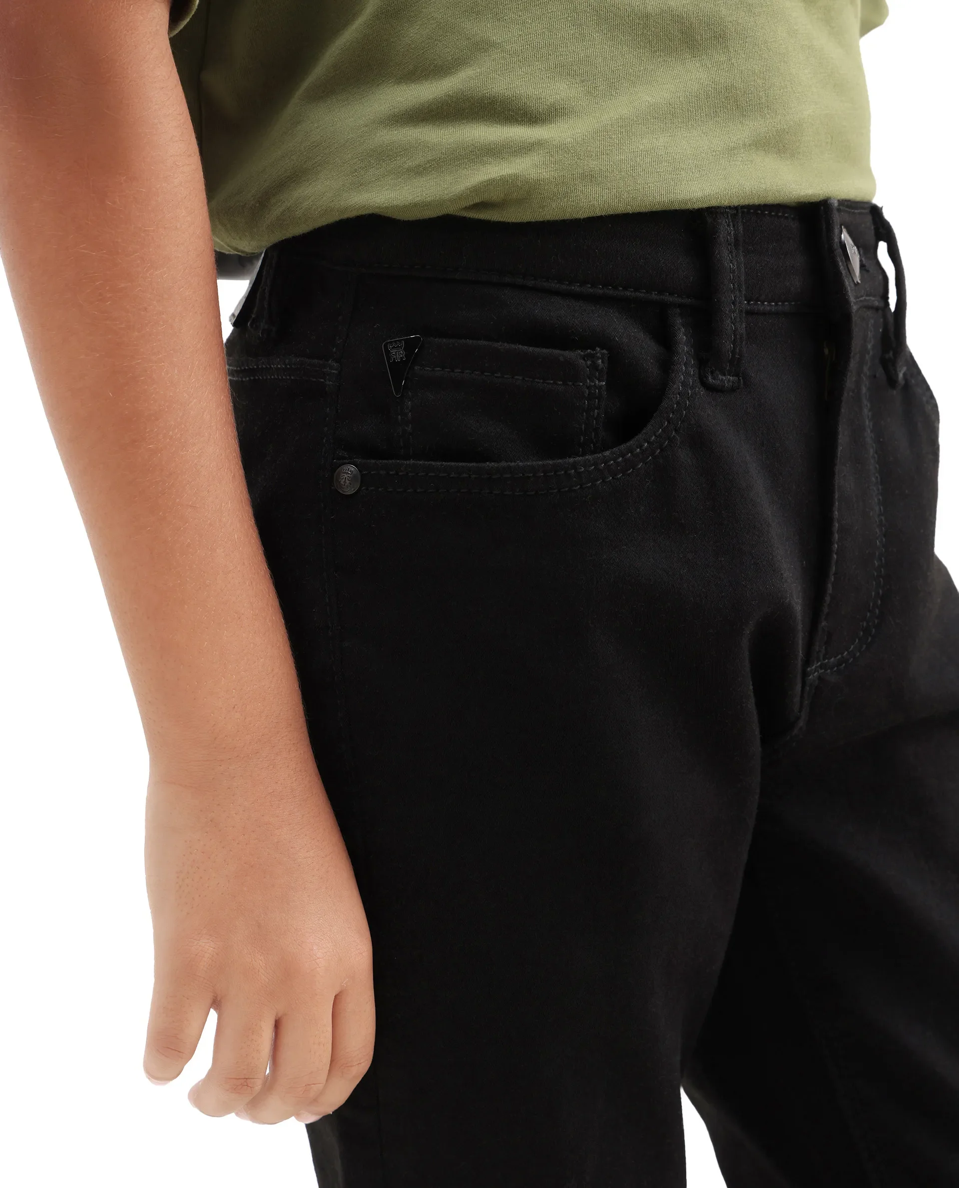 Rare Ones Kids Kino-25 Black Cotton Blend Button Closure Regular Fit Jeans - Image 5