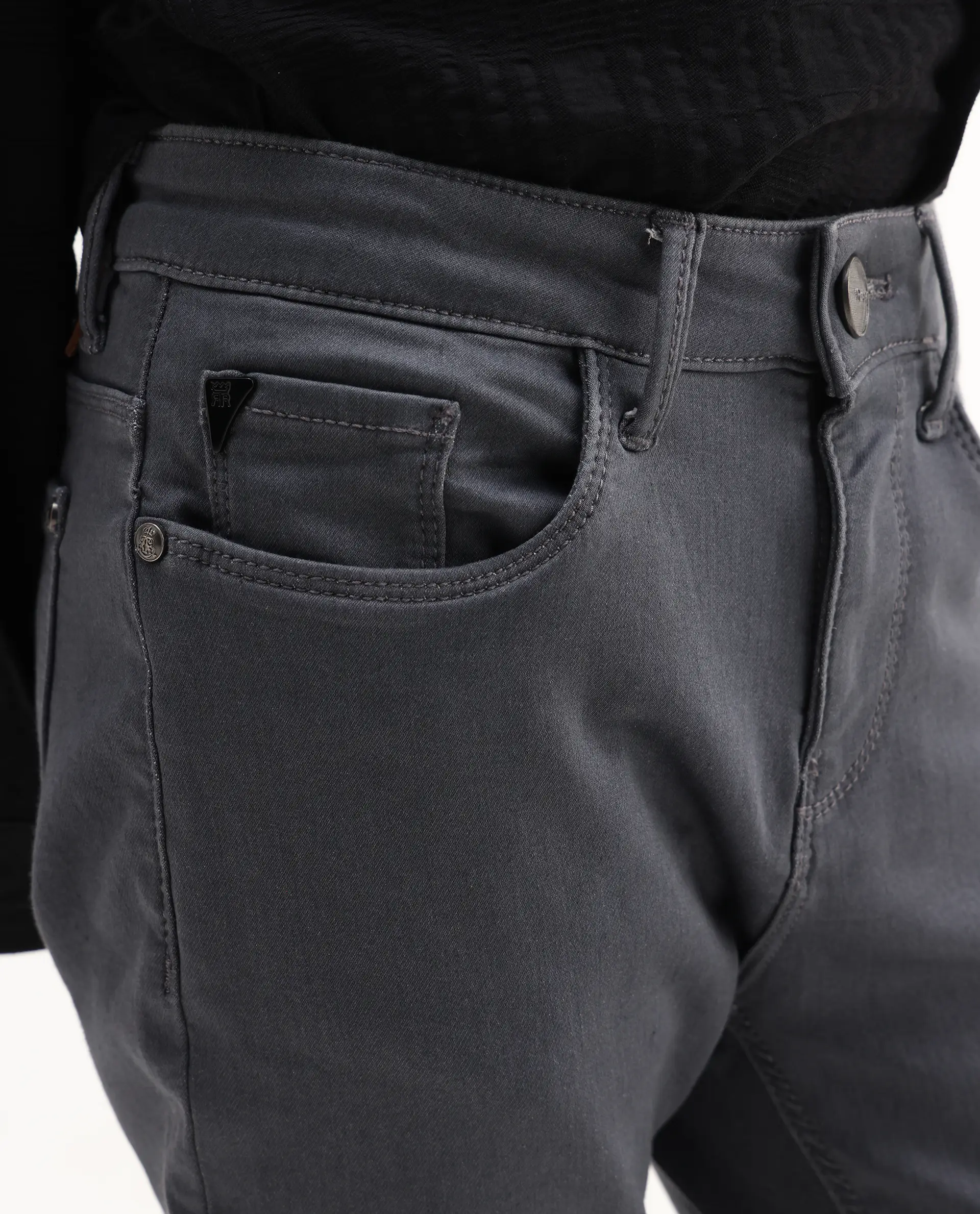 Rare Ones Kids Kino-25 Grey Cotton Blend Button Closure Regular Fit Jeans - Image 4