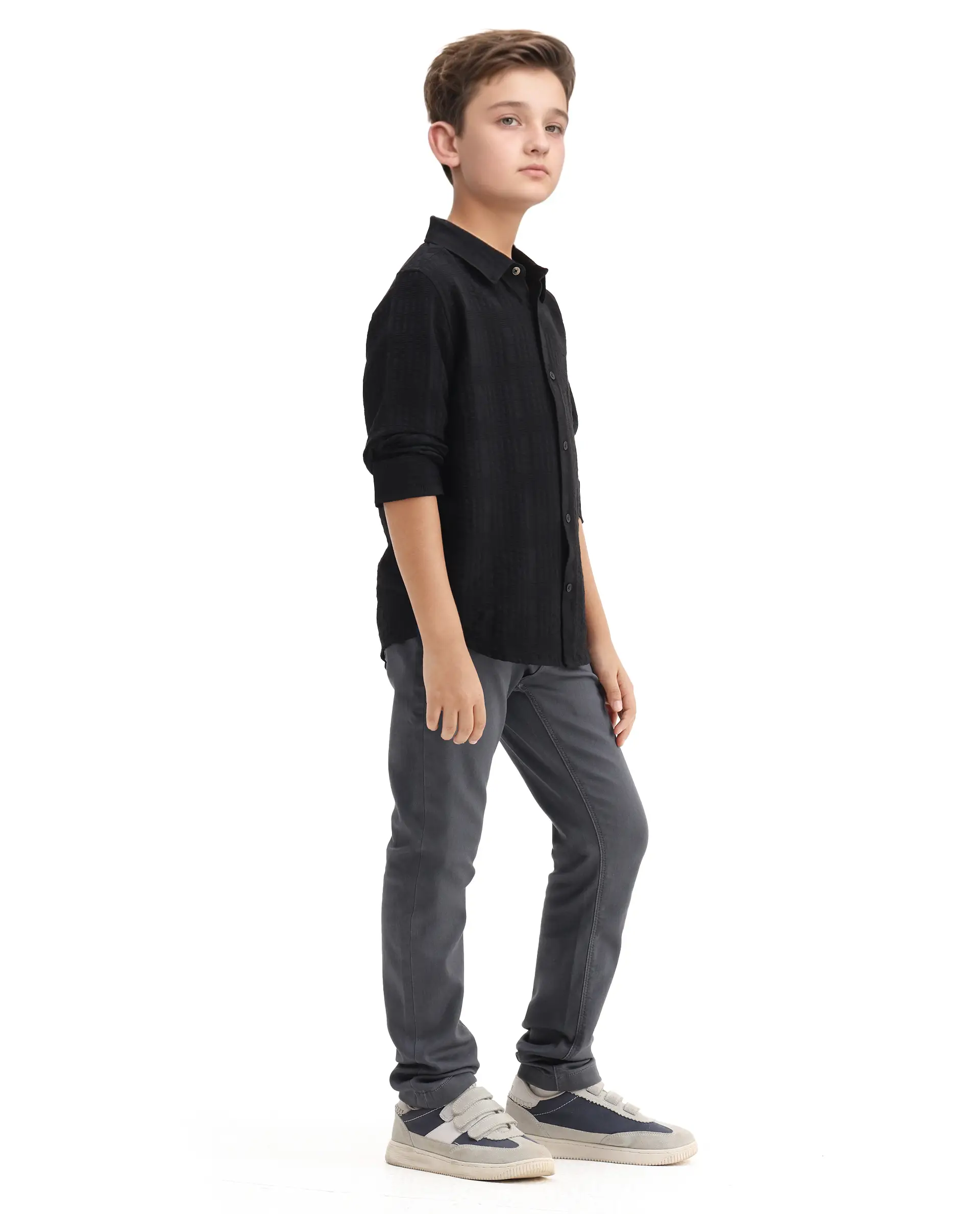 Rare Ones Kids Kino-25 Grey Cotton Blend Button Closure Regular Fit Jeans - Image 6
