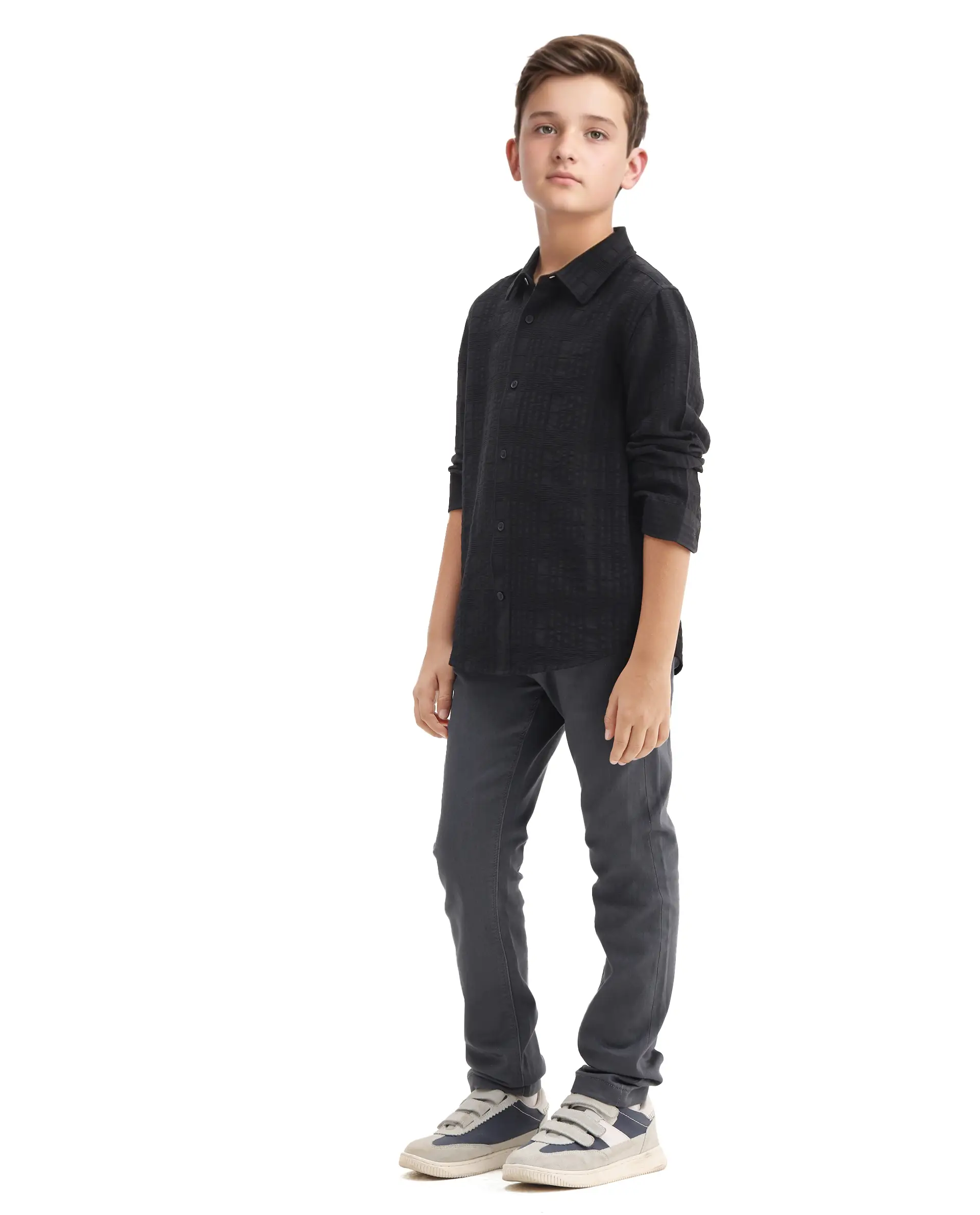 Rare Ones Kids Kino-25 Grey Cotton Blend Button Closure Regular Fit Jeans - Image 7