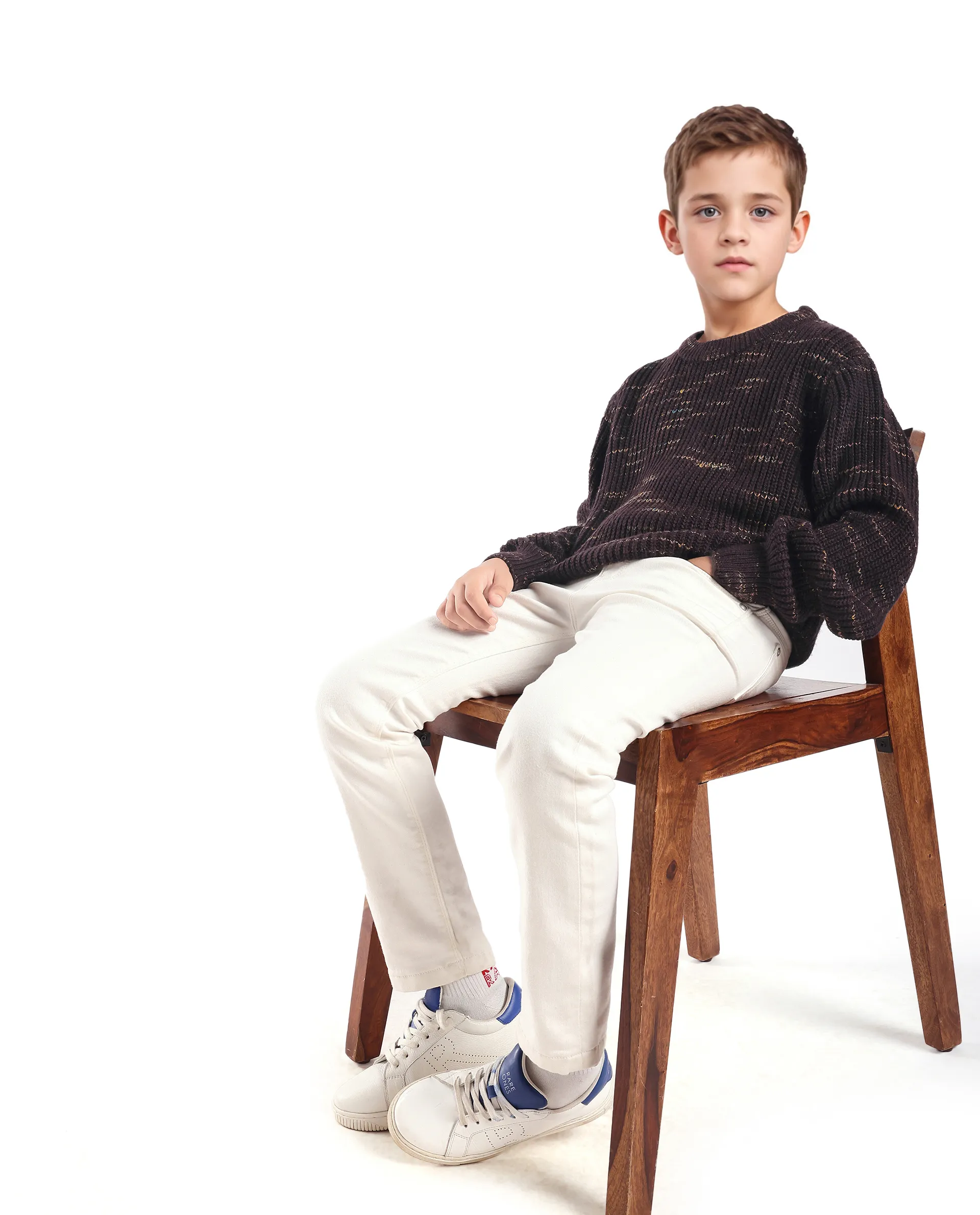 Rare Ones Kids Malto Brown Acrylic Solid Slip-On Closure Relaxed Fit Sweater - Image 3