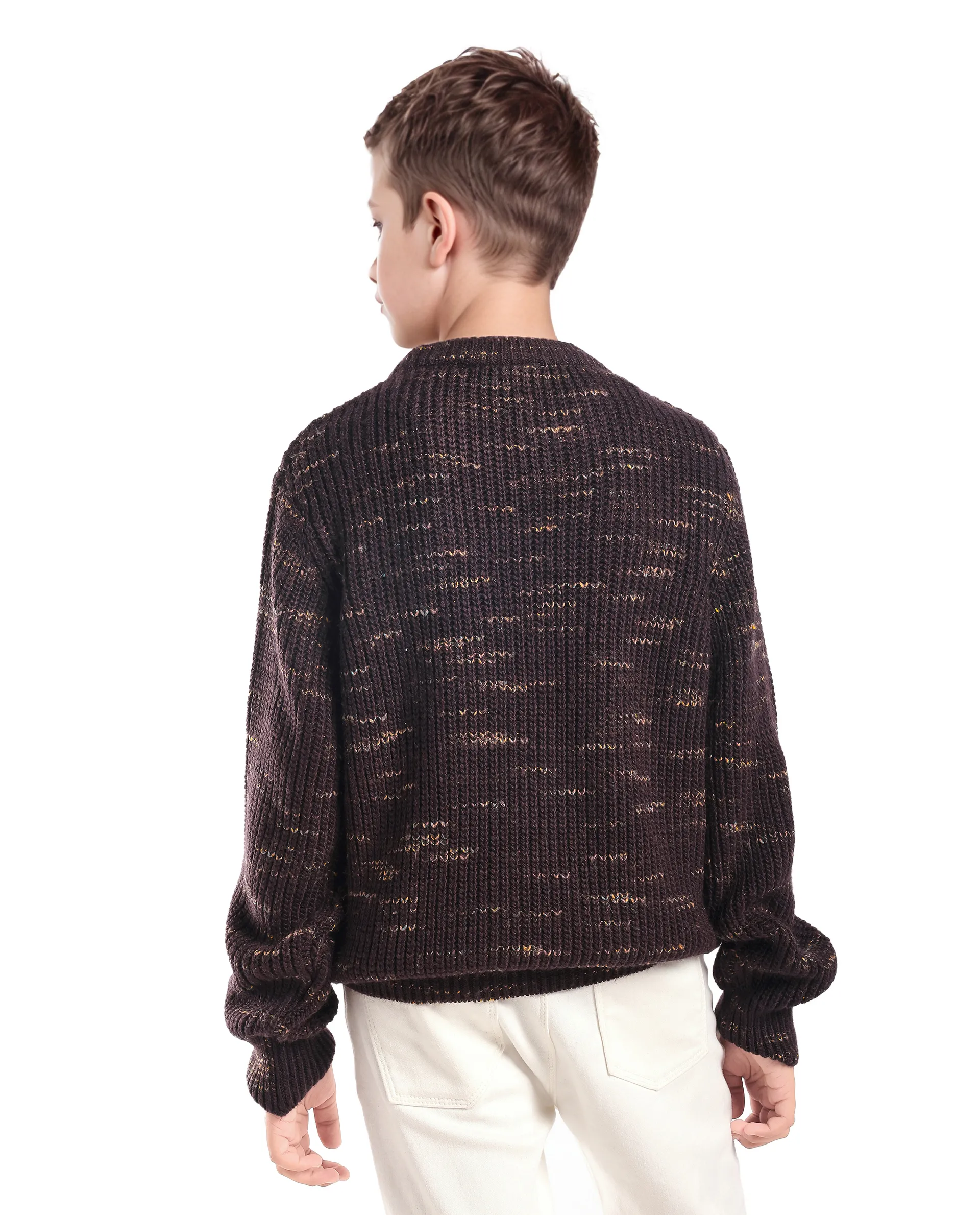 Rare Ones Kids Malto Brown Acrylic Solid Slip-On Closure Relaxed Fit Sweater - Image 9