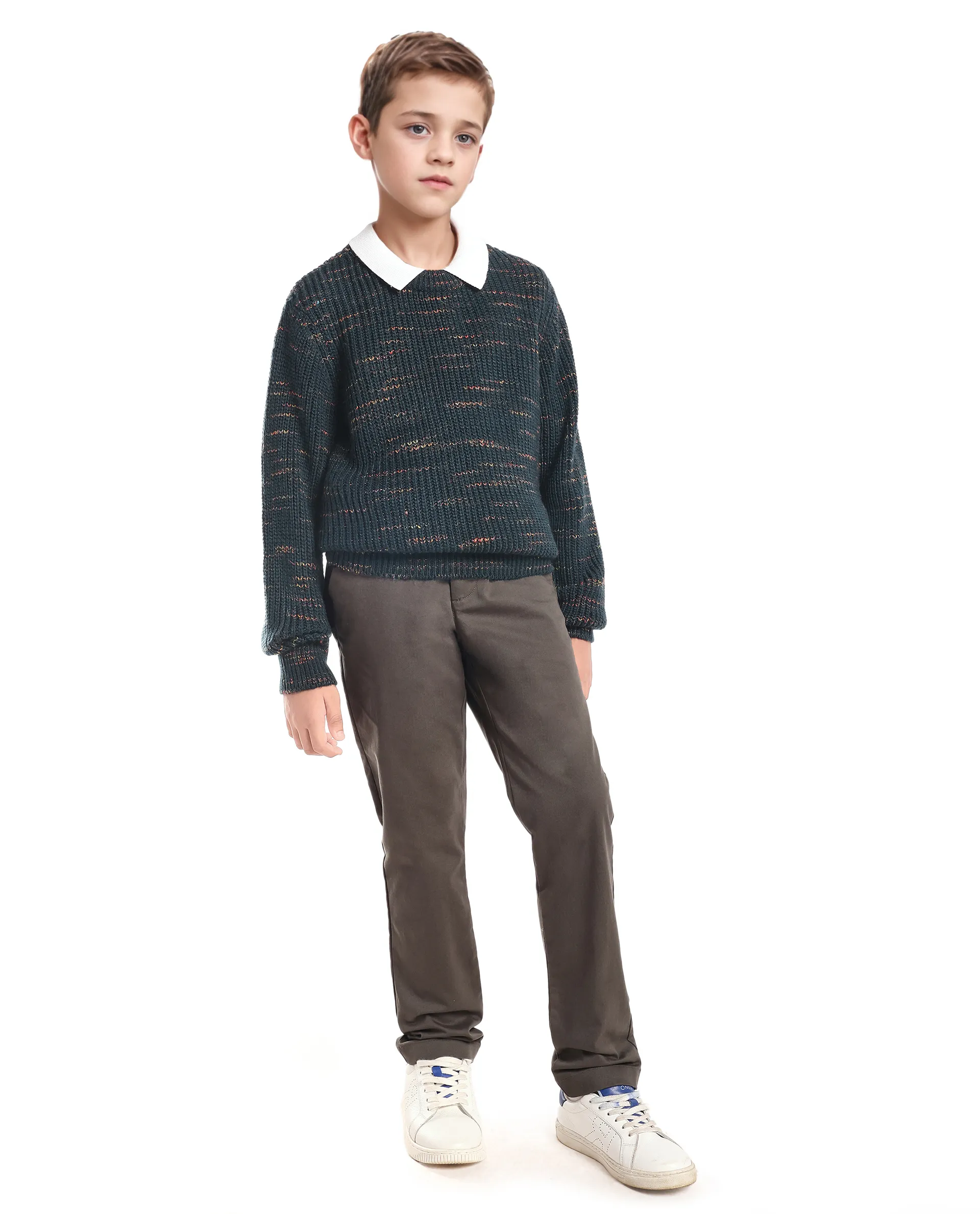 Rare Ones Kids Malto Dark Blue Acrylic Textured Pull-On Closure Regular Fit Sweater - Image 2