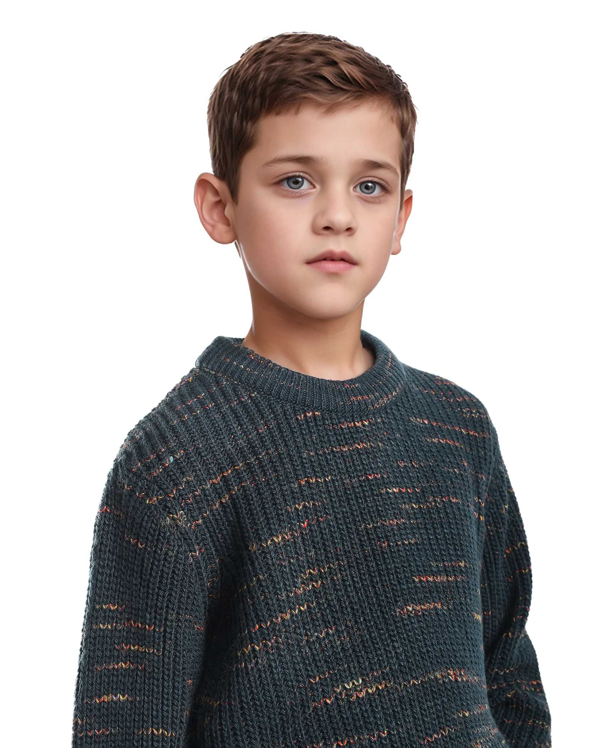 Rare Ones Kids Malto Dark Blue Acrylic Textured Pull-On Closure Regular Fit Sweater - Image 4