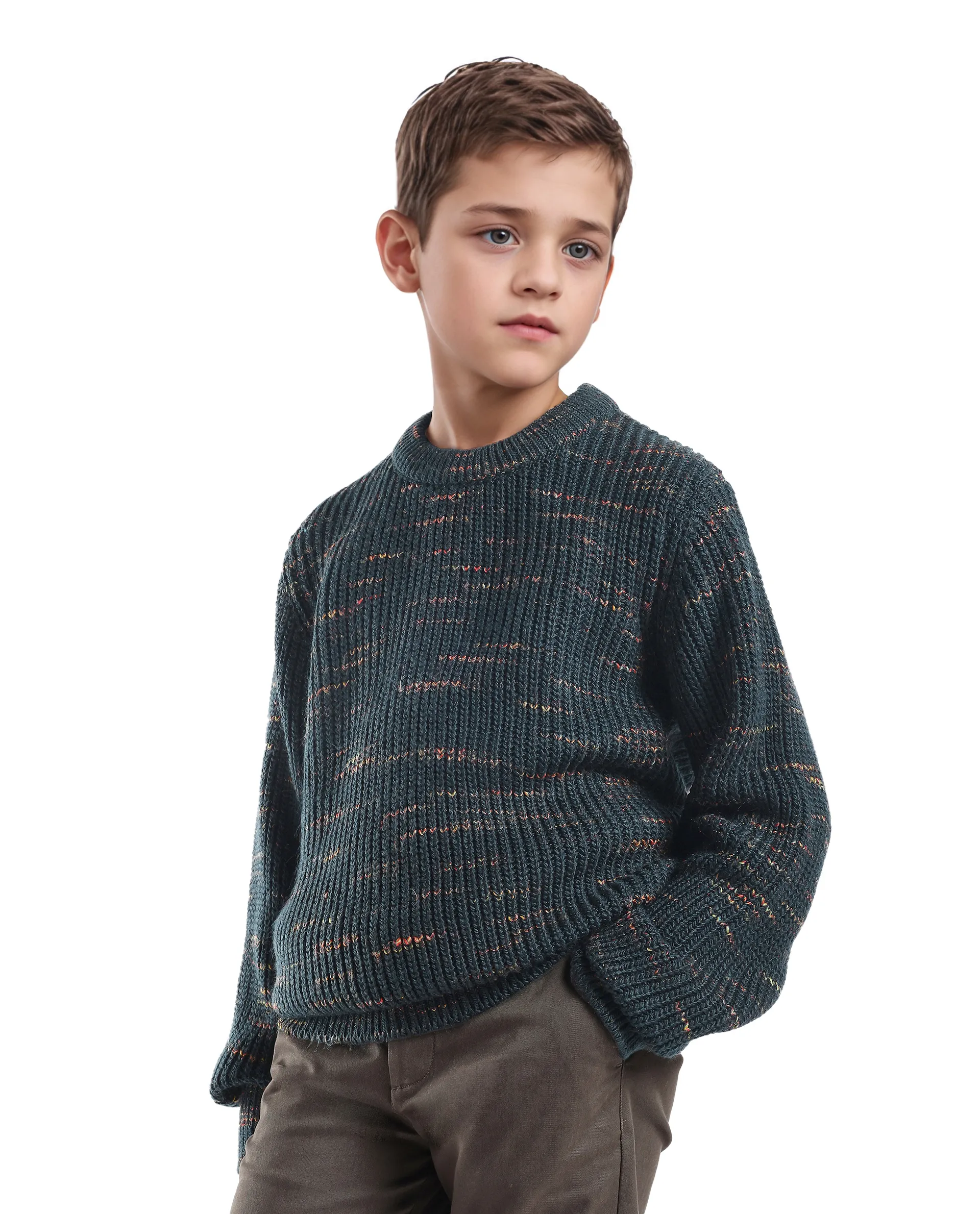 Rare Ones Kids Malto Dark Blue Acrylic Textured Pull-On Closure Regular Fit Sweater - Image 5