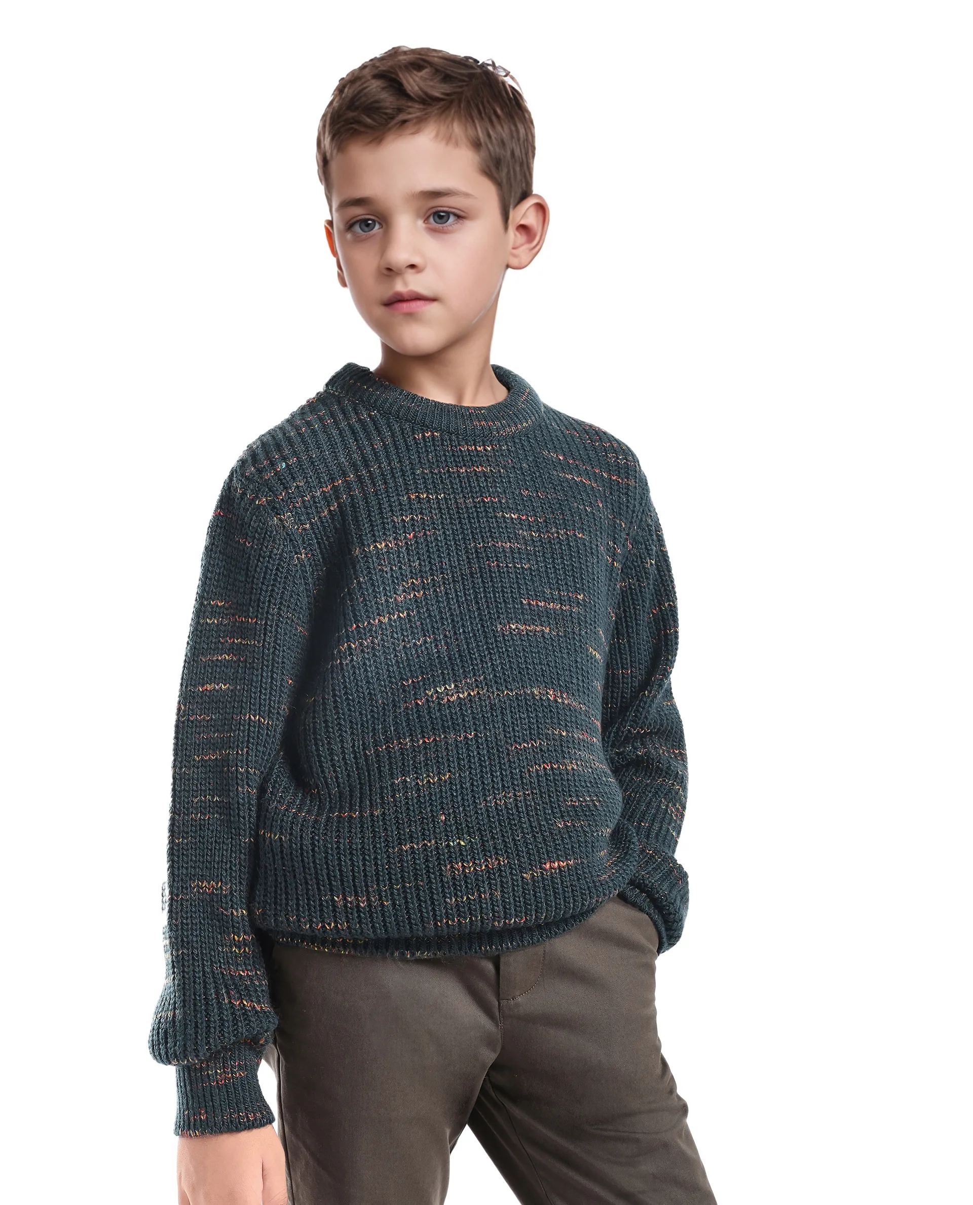 Rare Ones Kids Malto Dark Blue Acrylic Textured Pull-On Closure Regular Fit Sweater - Image 6