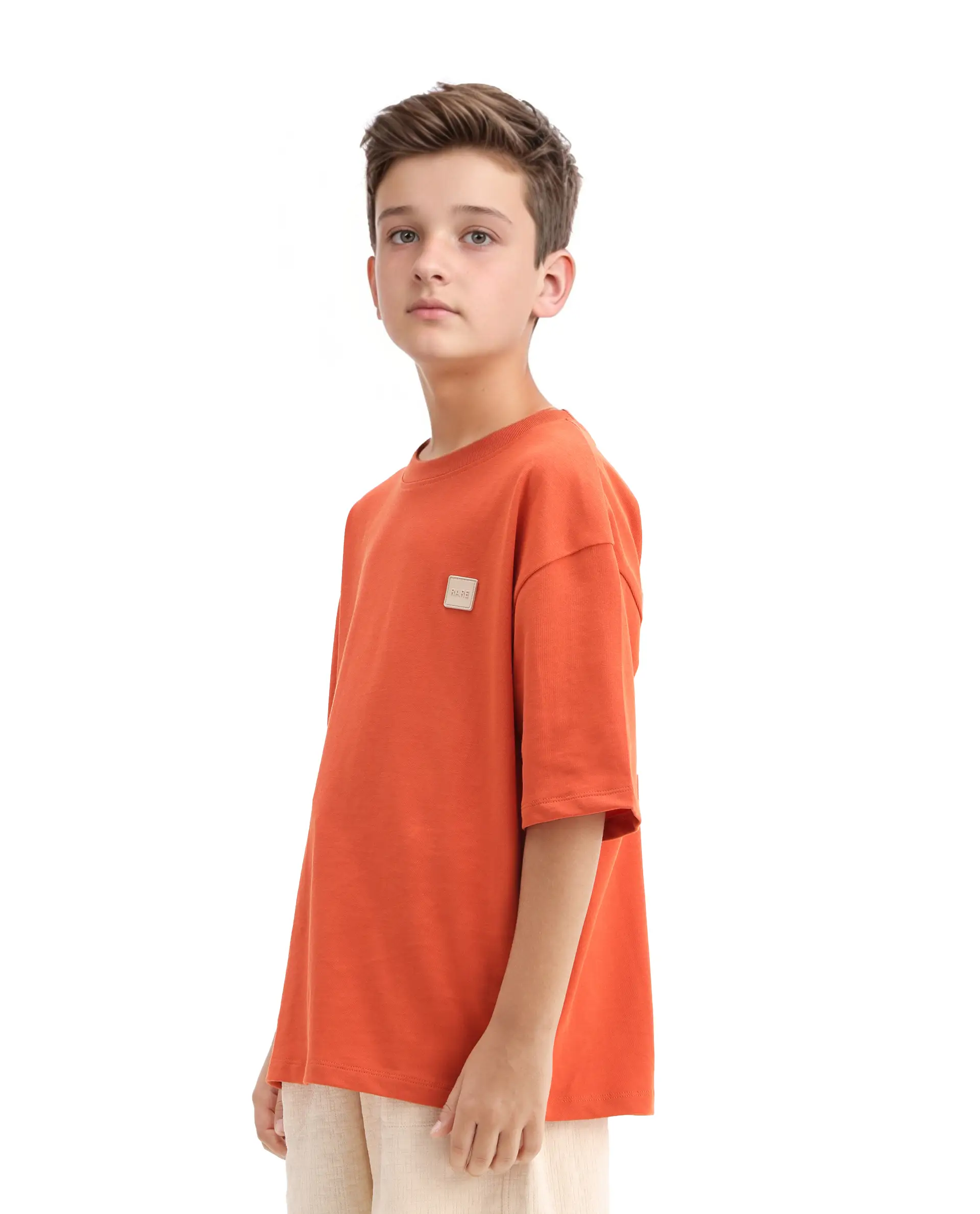 Rare Ones Kids Mercz Orange Cotton Printed Slip-On Closure Oversized Fit T-Shirt - Image 5