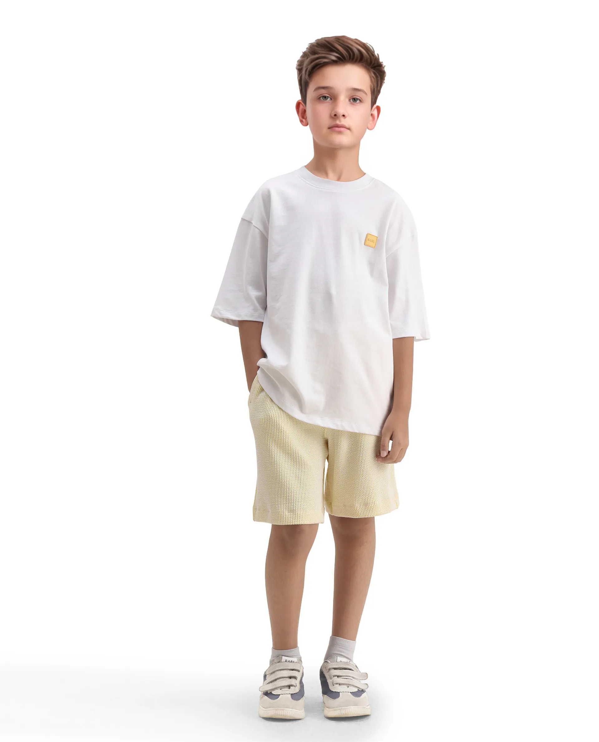 Rare Ones Kids Mercz White Cotton Plain Oversized Fit T-Shirt - Image 2