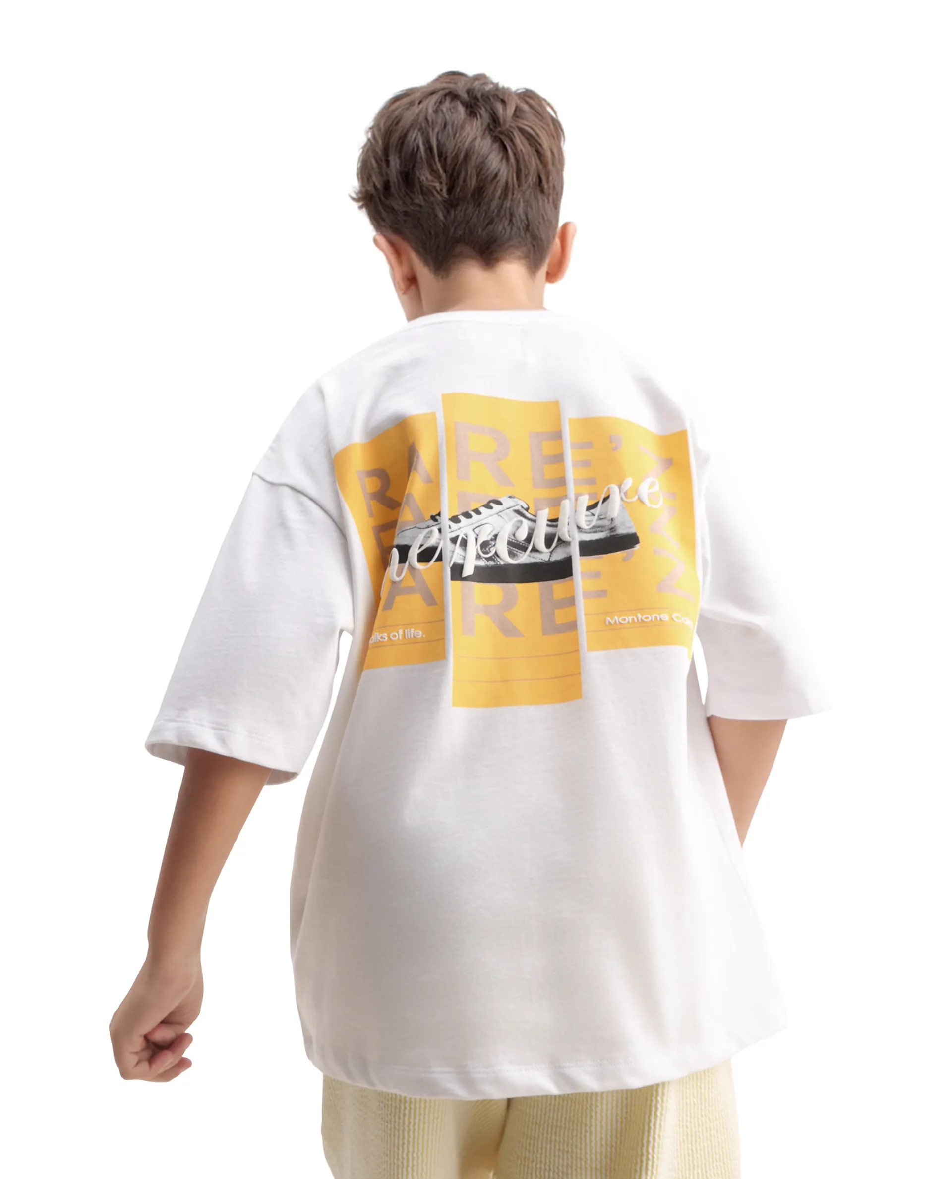 Rare Ones Kids Mercz White Cotton Plain Oversized Fit T-Shirt - Image 5