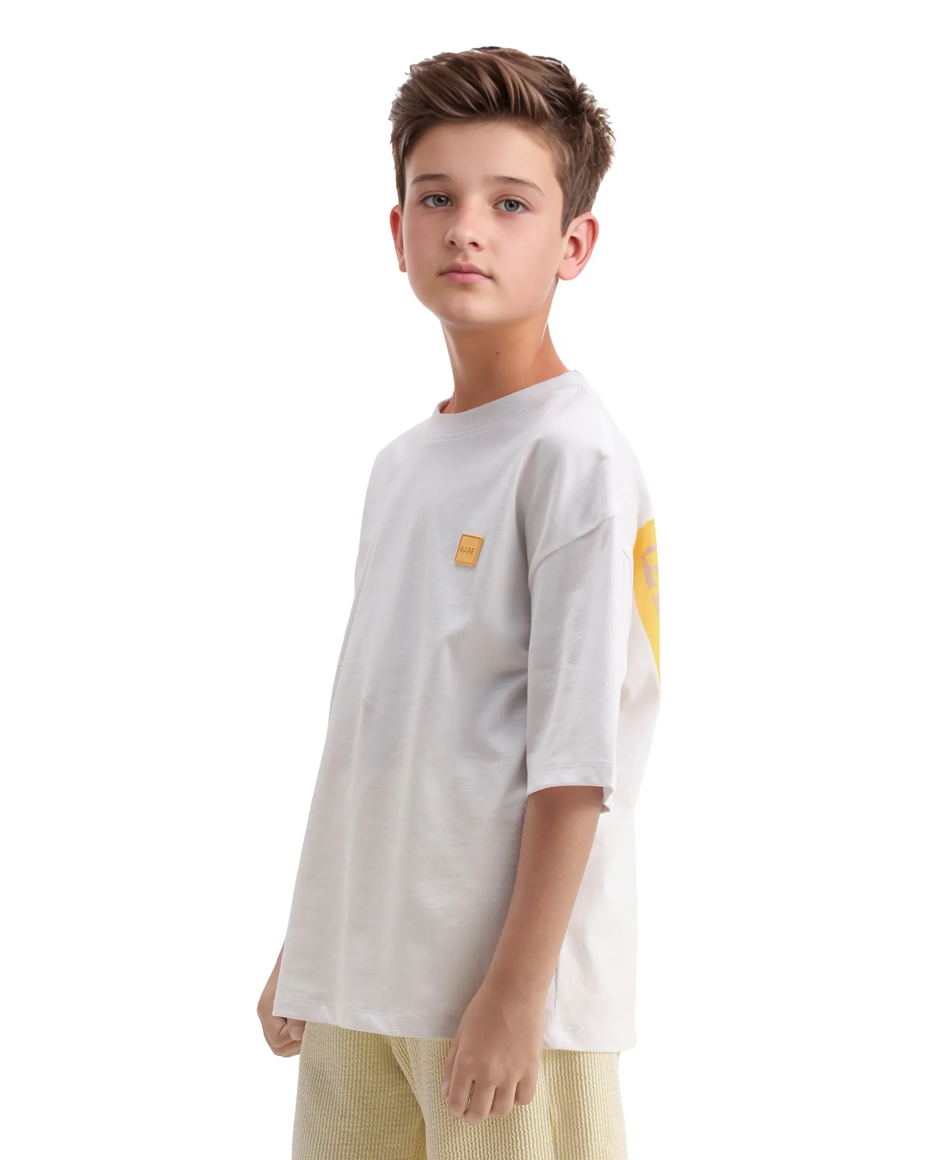 Rare Ones Kids Mercz White Cotton Plain Oversized Fit T-Shirt - Image 7
