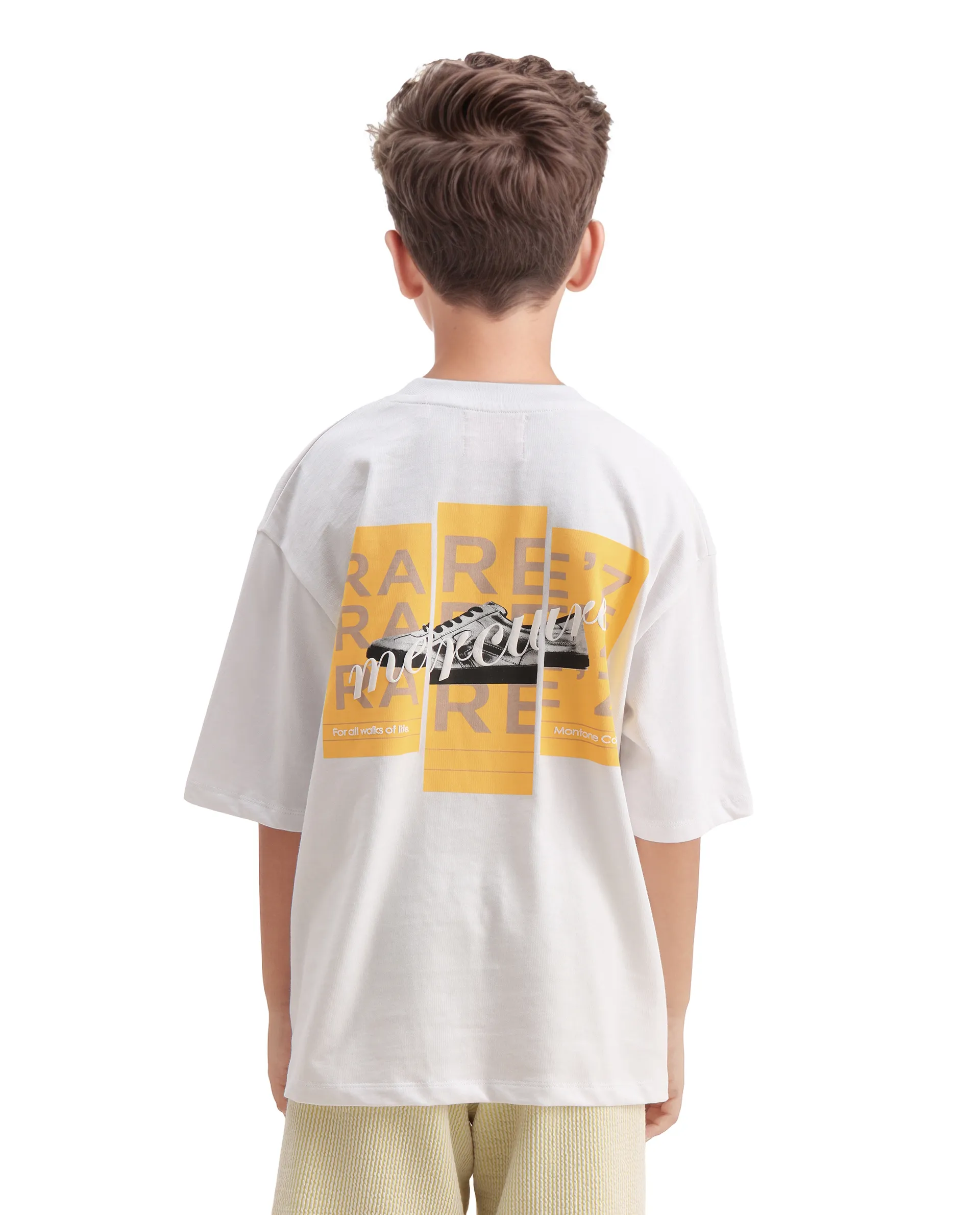 Rare Ones Kids Mercz White Cotton Plain Oversized Fit T-Shirt - Image 8