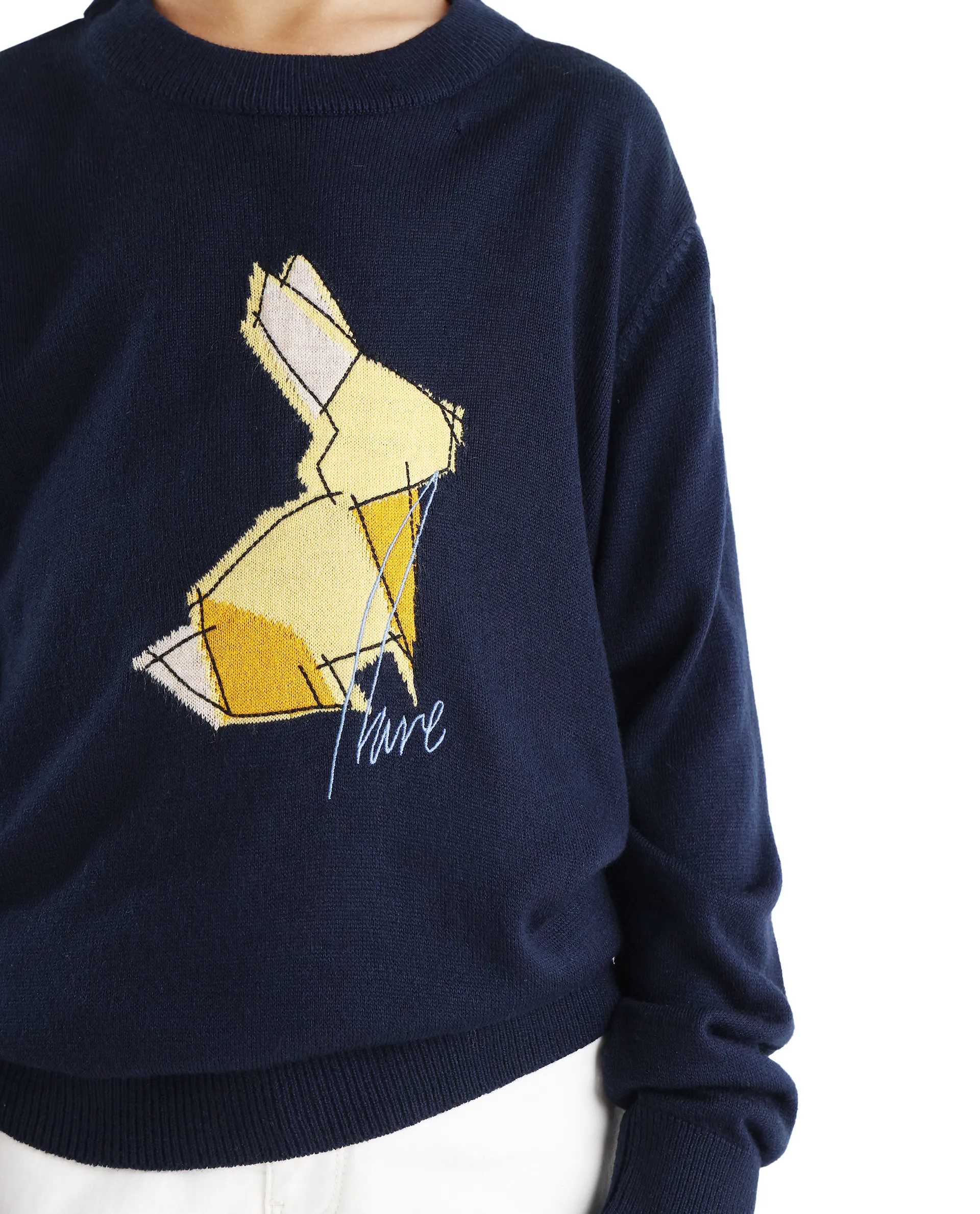 Rare Ones Kids Mipo Navy Acrylic Slip-On Closure Monogram Print Regular Fit Sweater - Image 3