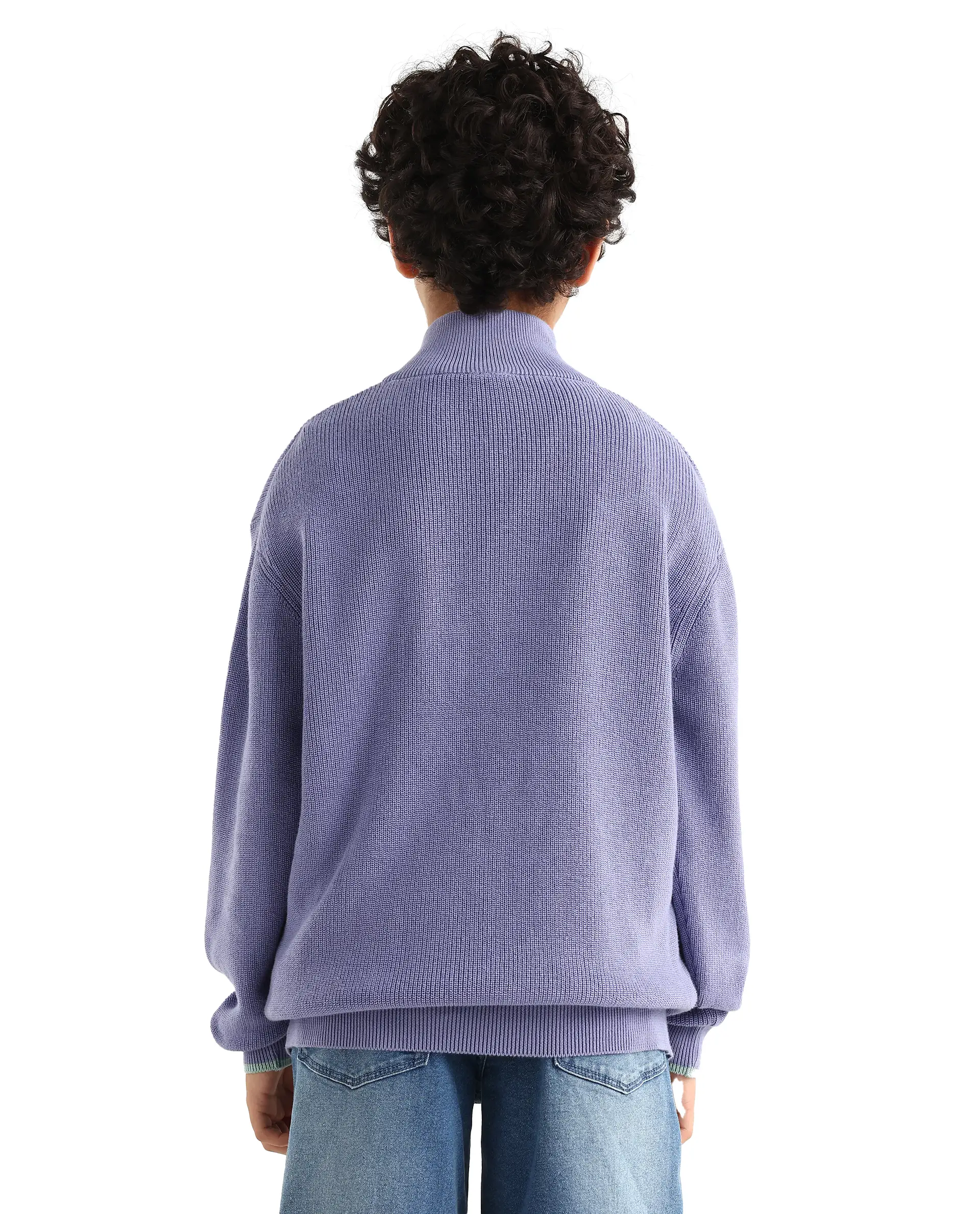 Rare Ones Kids Nack Light Purple Cotton Solid Zipper Closure Regular Fit Sweater - Image 7