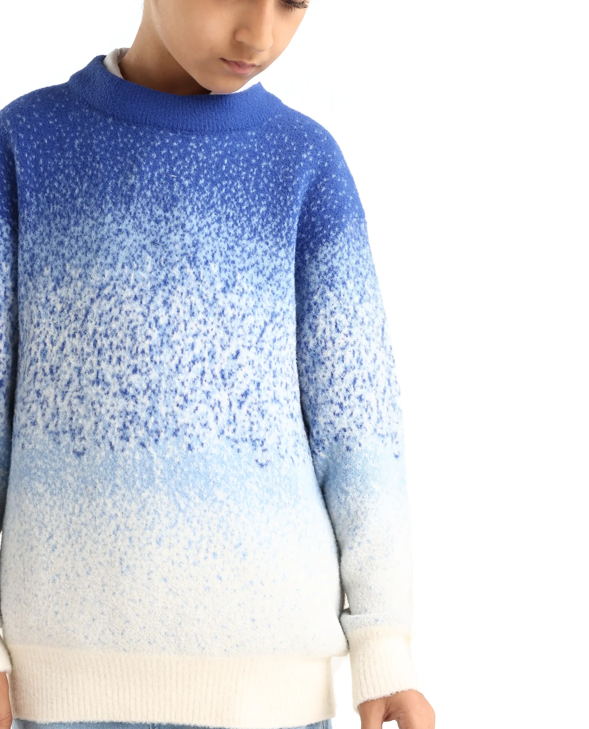 Rare Ones Kids Obro Blue 100% Nylon Solid Slip-On Closure Relaxed Fit Sweater - Image 4