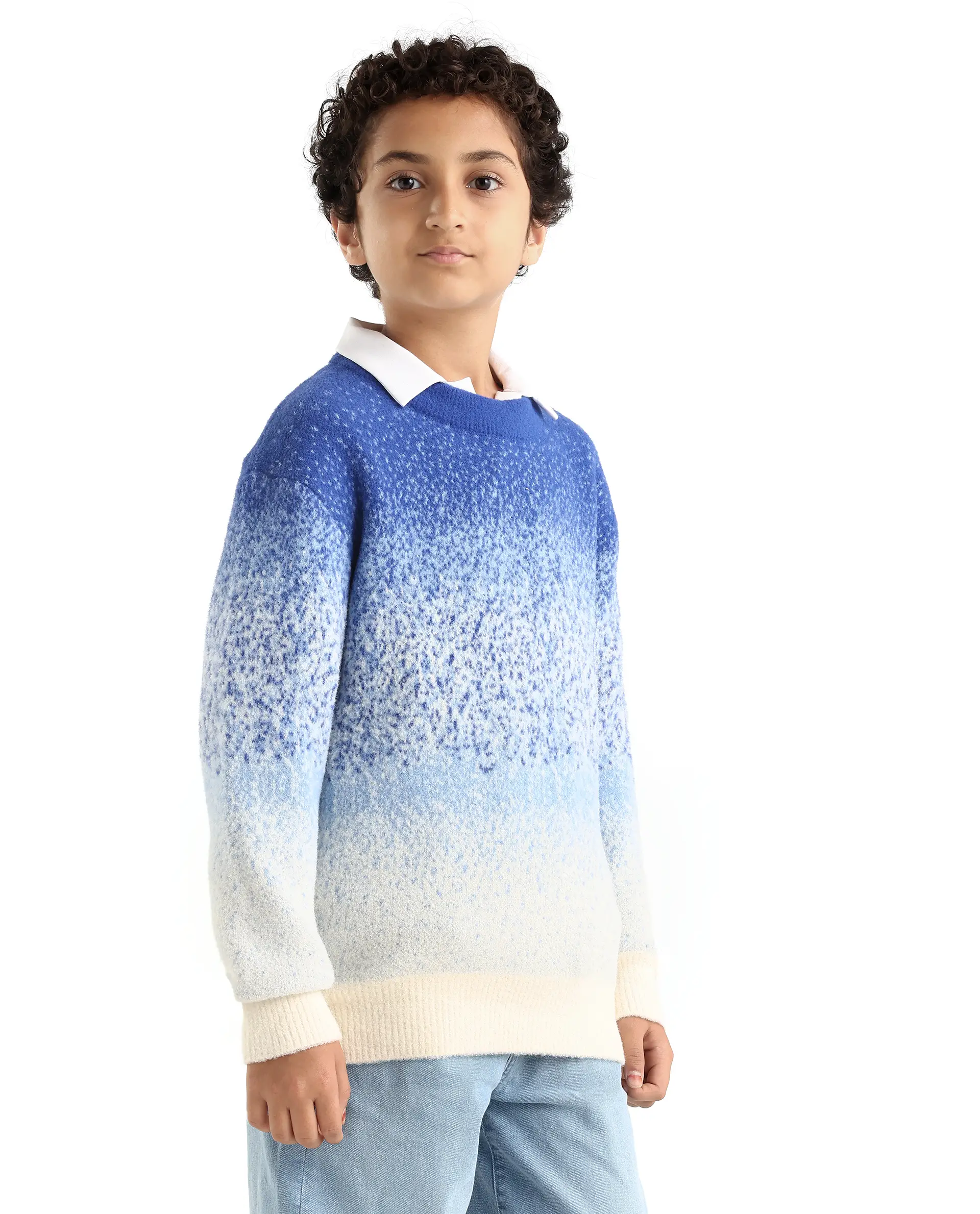 Rare Ones Kids Obro Blue 100% Nylon Solid Slip-On Closure Relaxed Fit Sweater - Image 6