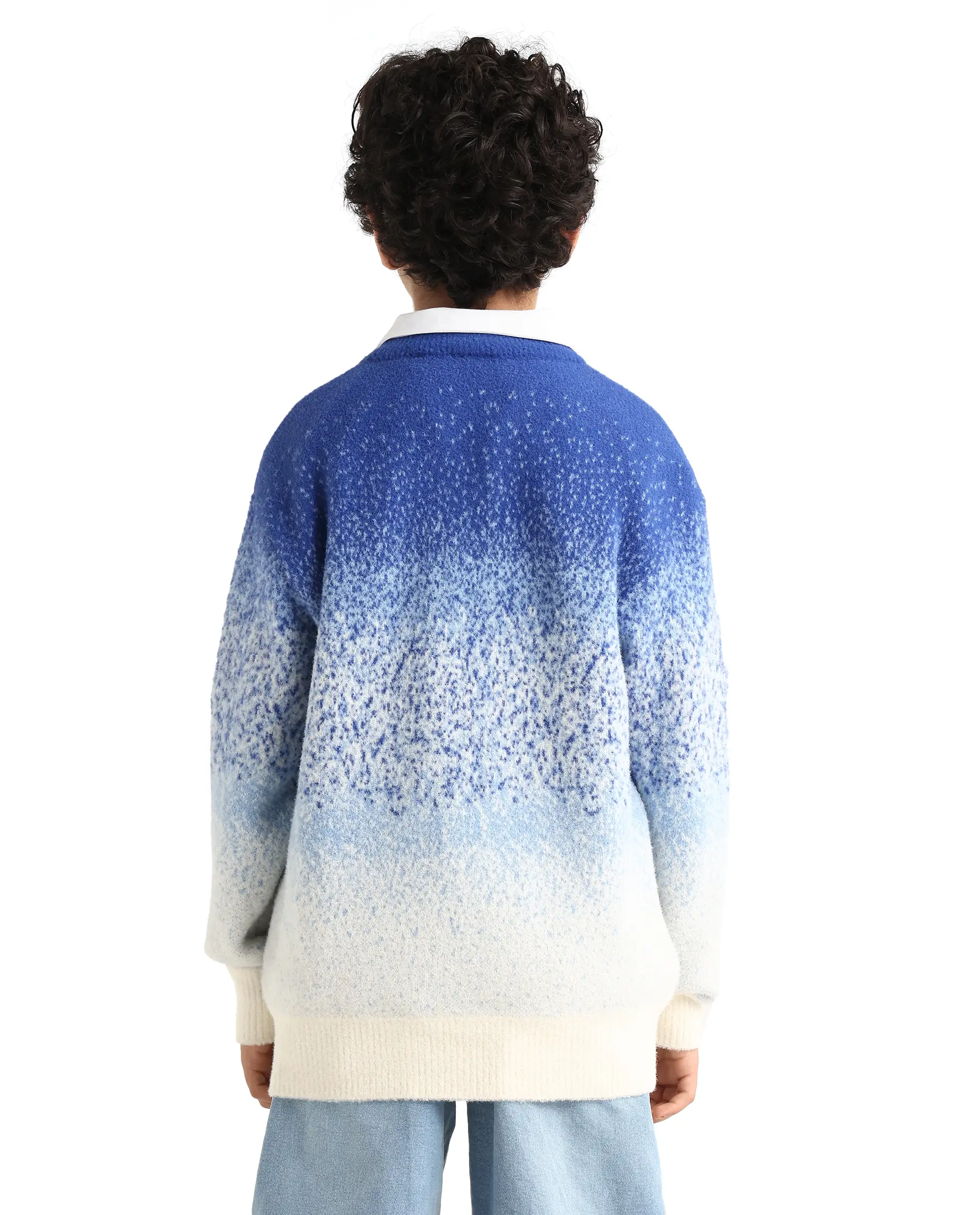 Rare Ones Kids Obro Blue 100% Nylon Solid Slip-On Closure Relaxed Fit Sweater - Image 7