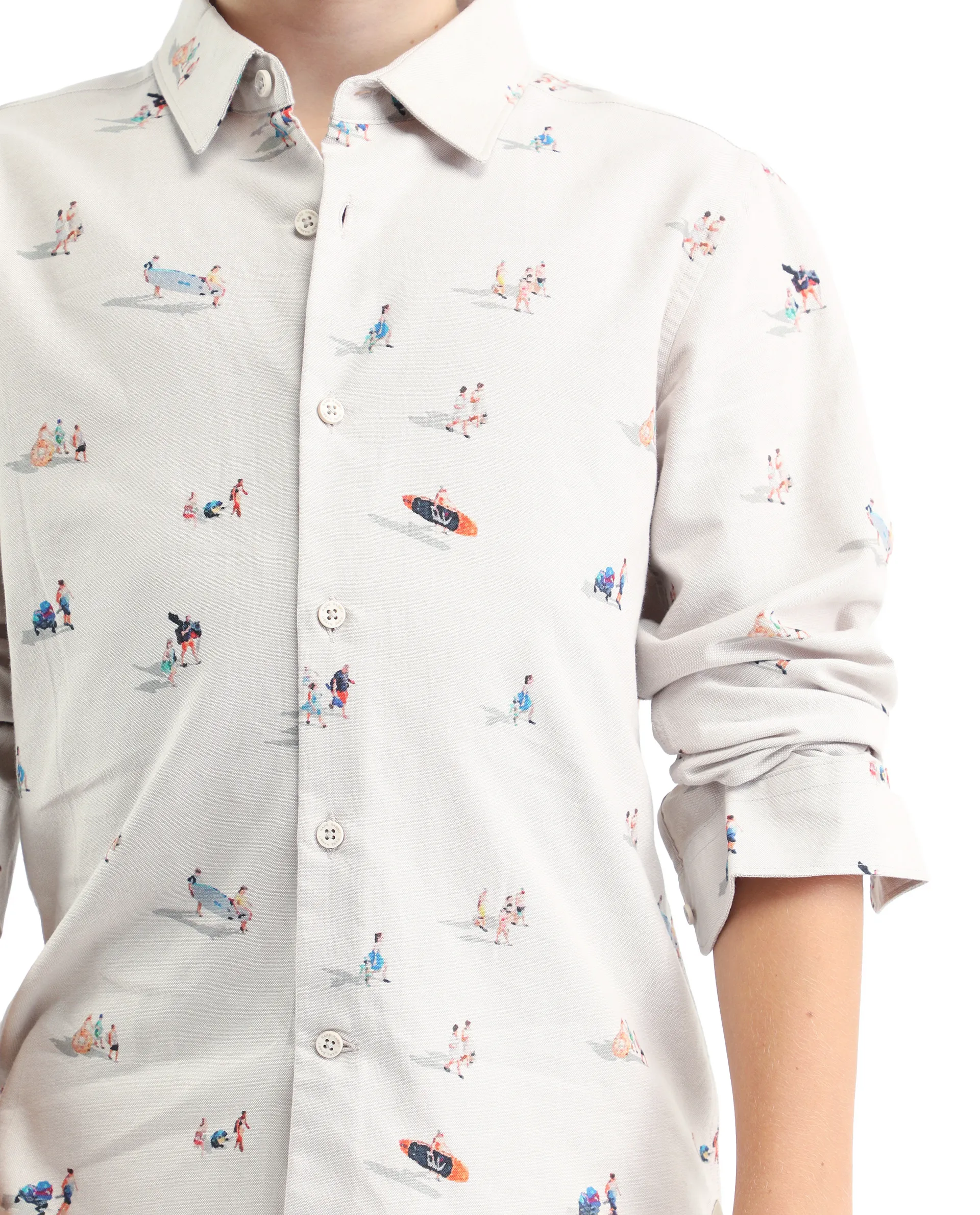 Rare Ones Kids Orson Beige Cotton Printed Button Closure Regular Fit Shirt - Image 3