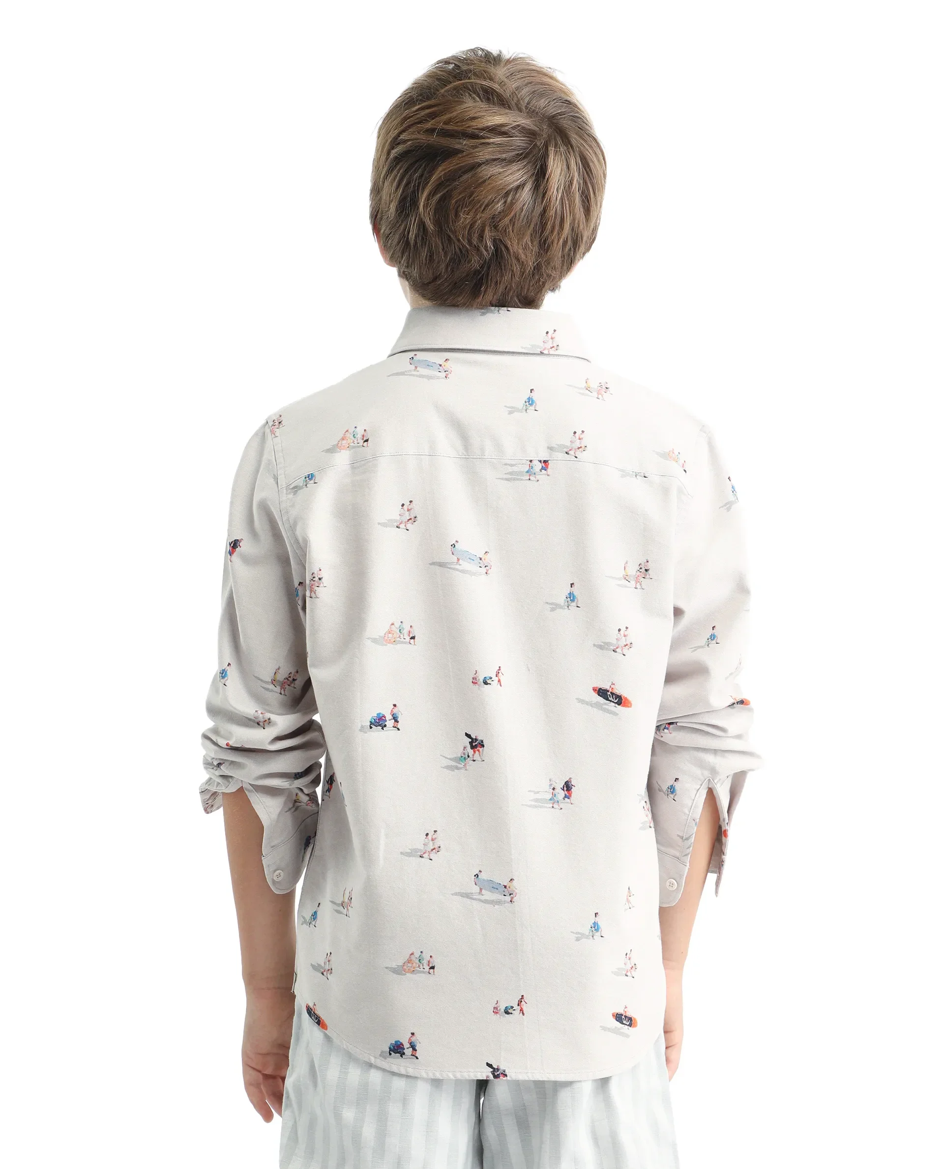 Rare Ones Kids Orson Beige Cotton Printed Button Closure Regular Fit Shirt - Image 7