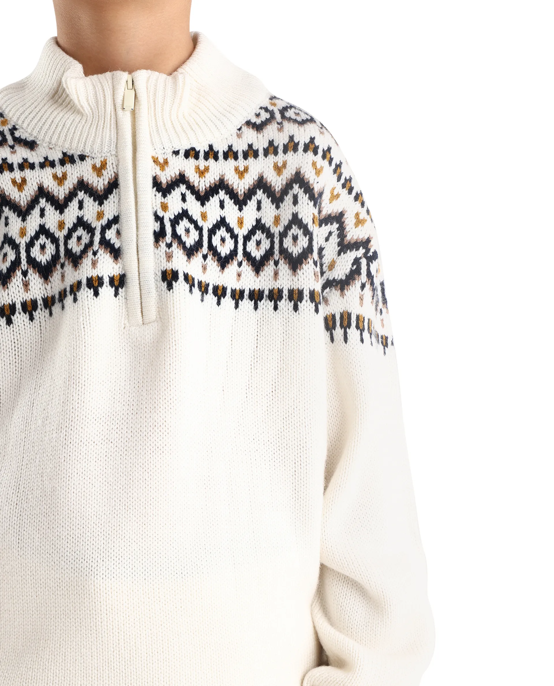 Rare Ones Kids Pato Off White Cotton Solid Slip-On Closure Relaxed Fit Sweater - Image 5