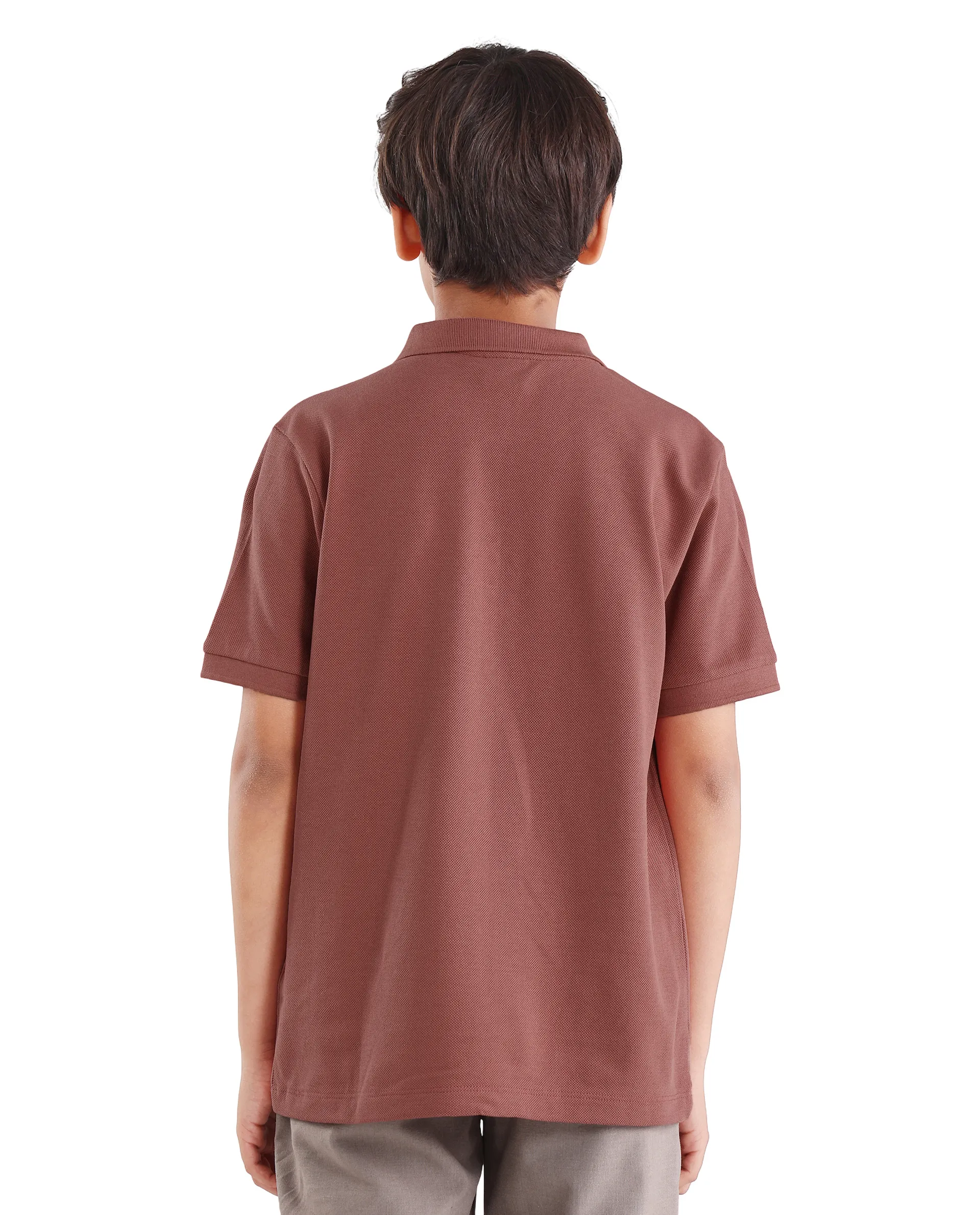Rare Ones Kids Avir Dusky Red Cotton Button Closure Hd Print Regular Fit Polo - Image 7