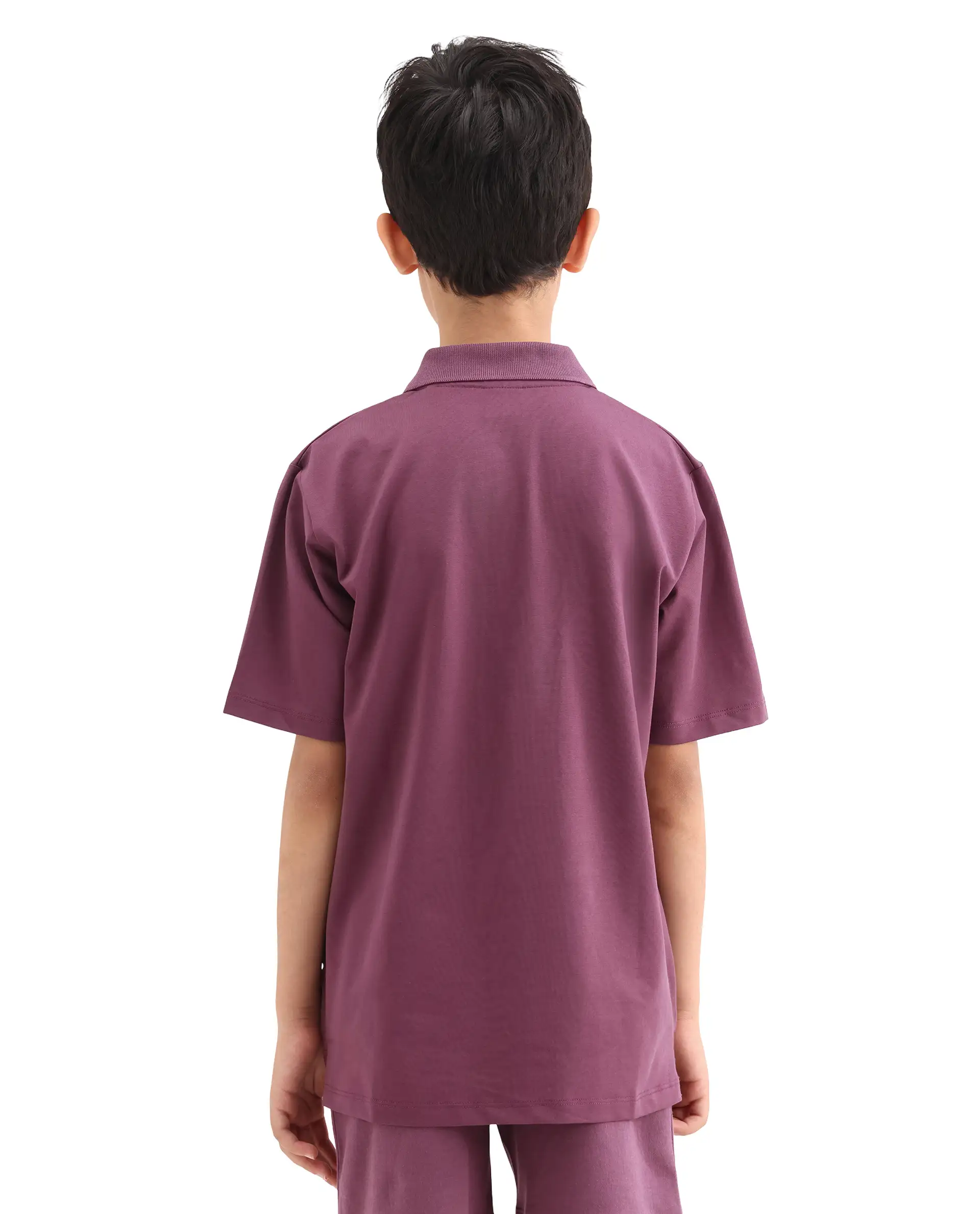 Rare Ones Kids Boxo Dusky Purple Cotton Button Closure Color Block Regular Fit Polo - Image 7