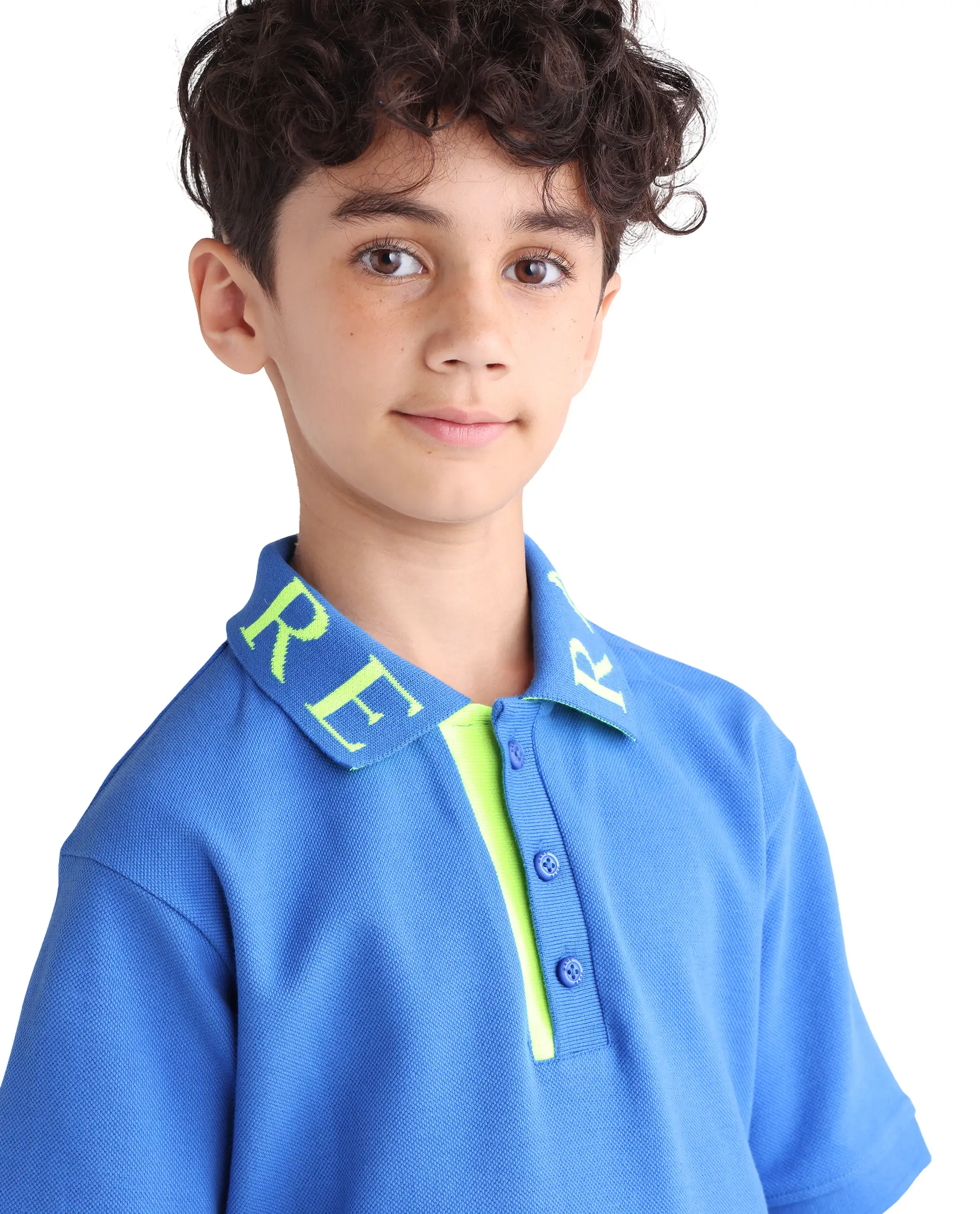 Rare Ones Kids Caven Blue Cotton Button Closure Jacquard Regular Fit Polo - Image 5