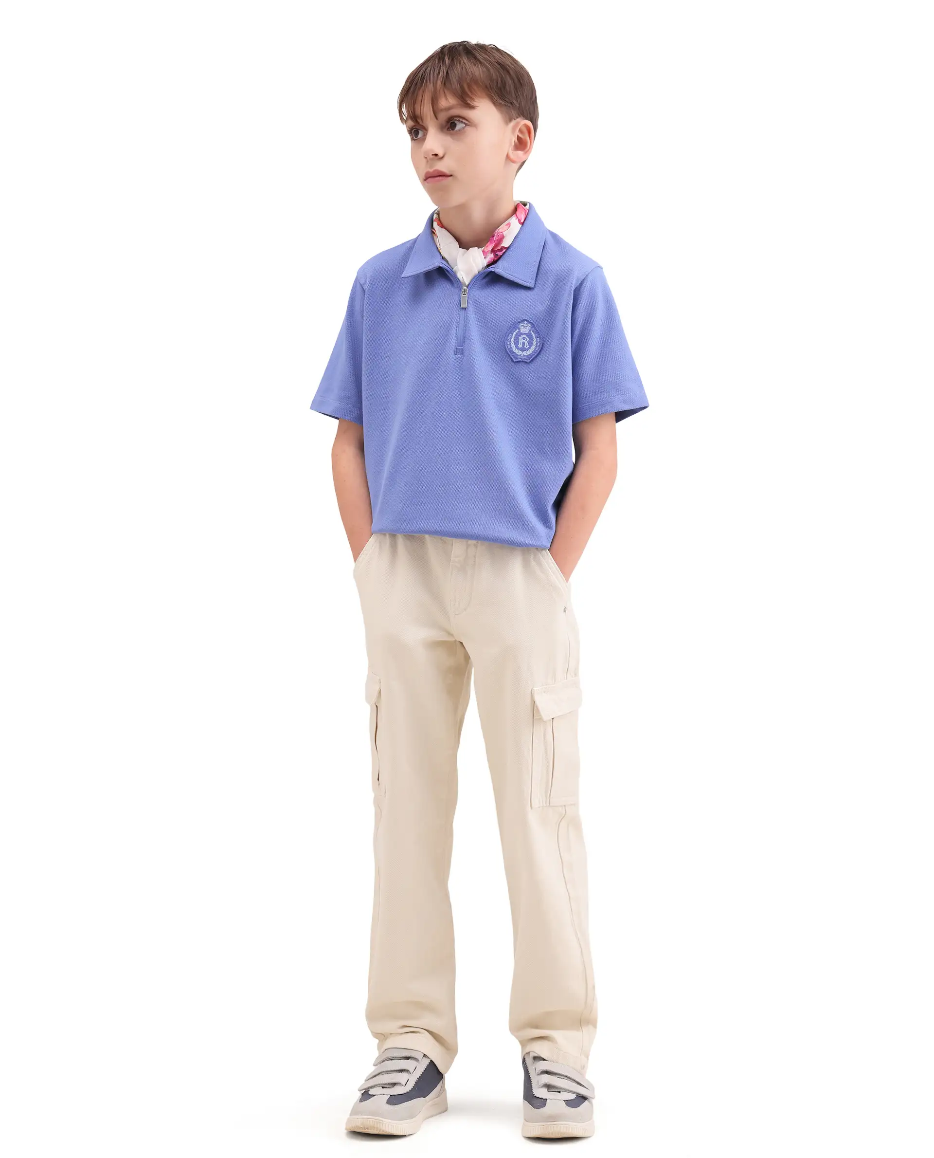 Rare Ones Kids Crown Purple Cotton Fabric Applique Zipper Closure Regular Fit Polo - Image 2