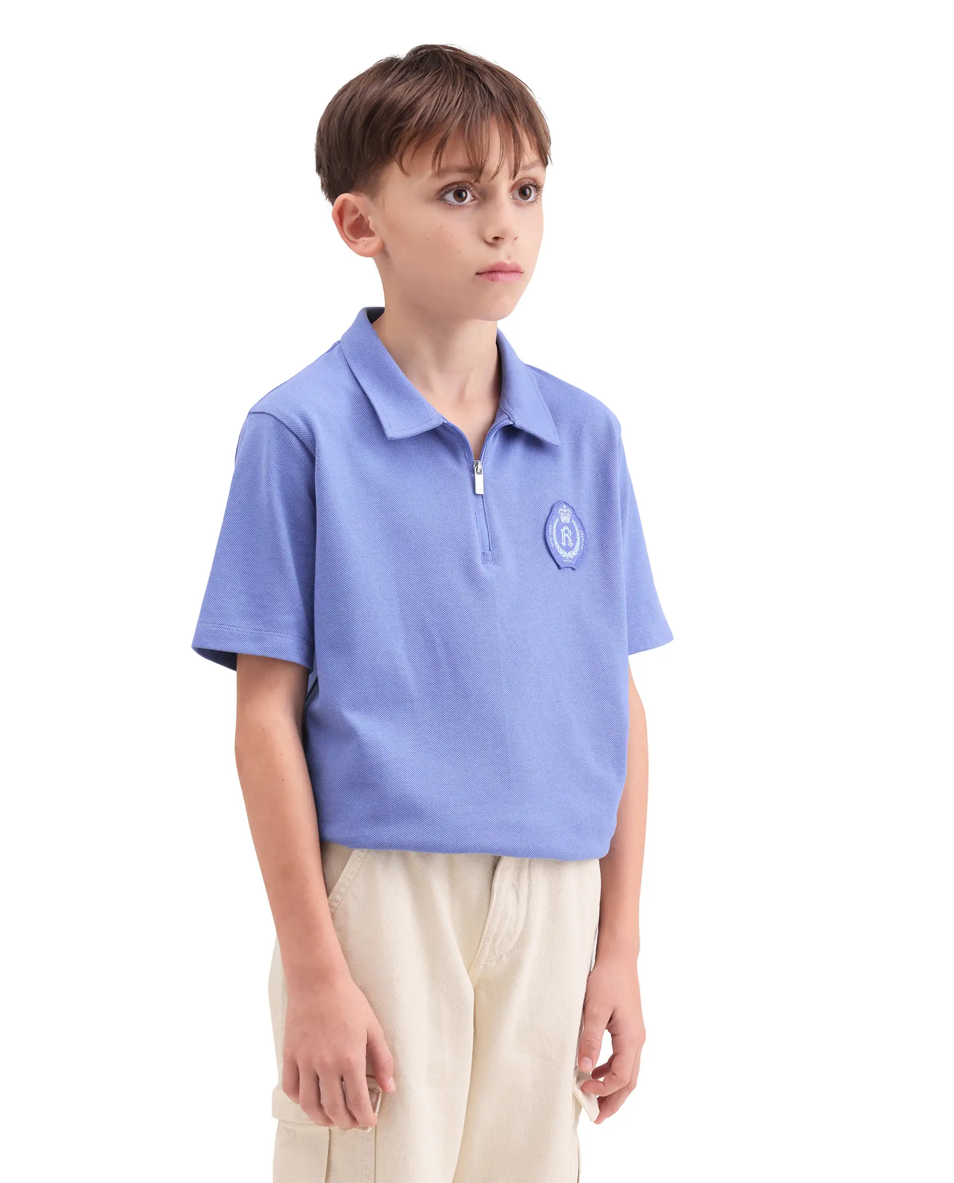 Rare Ones Kids Crown Purple Cotton Fabric Applique Zipper Closure Regular Fit Polo - Image 6