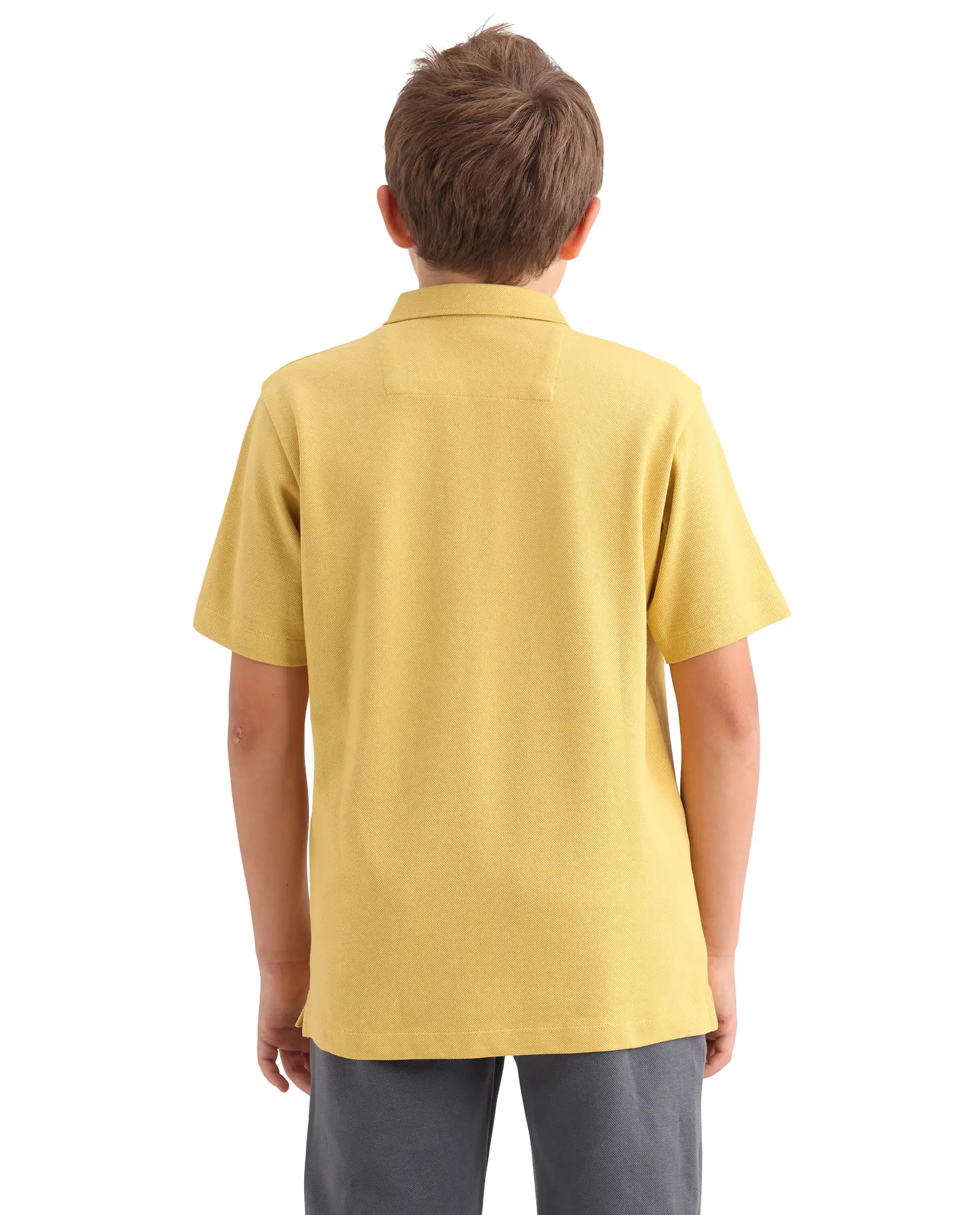 Rare Ones Kids Crown Yellow Cotton Fabric Applique Zipper Closure Regular Fit Polo - Image 7