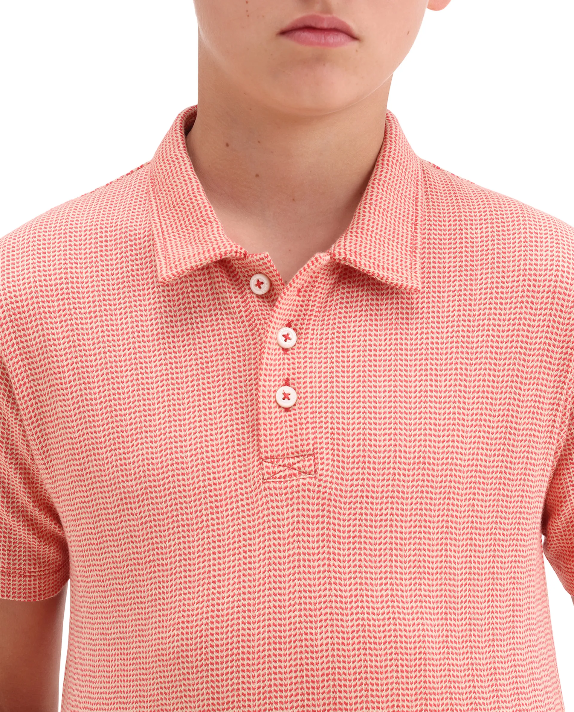 Rare Ones Kids Harri Orange Cotton Button Closure Jacquard Regular Fit Polo - Image 4