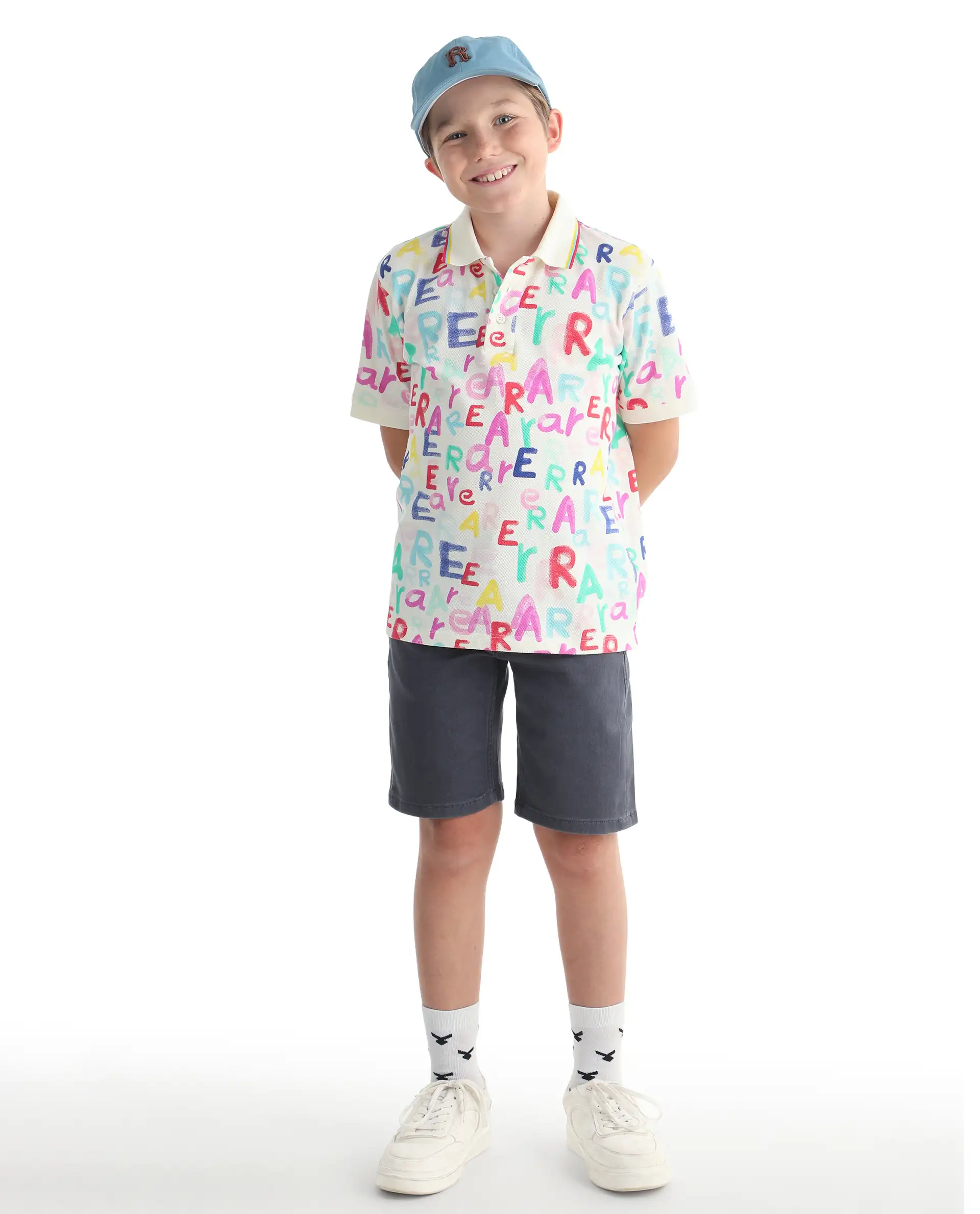 Rare Ones Kids Luca Multi Cotton Fabric All Over Print Button Closure Regular Fit Polo - Image 2