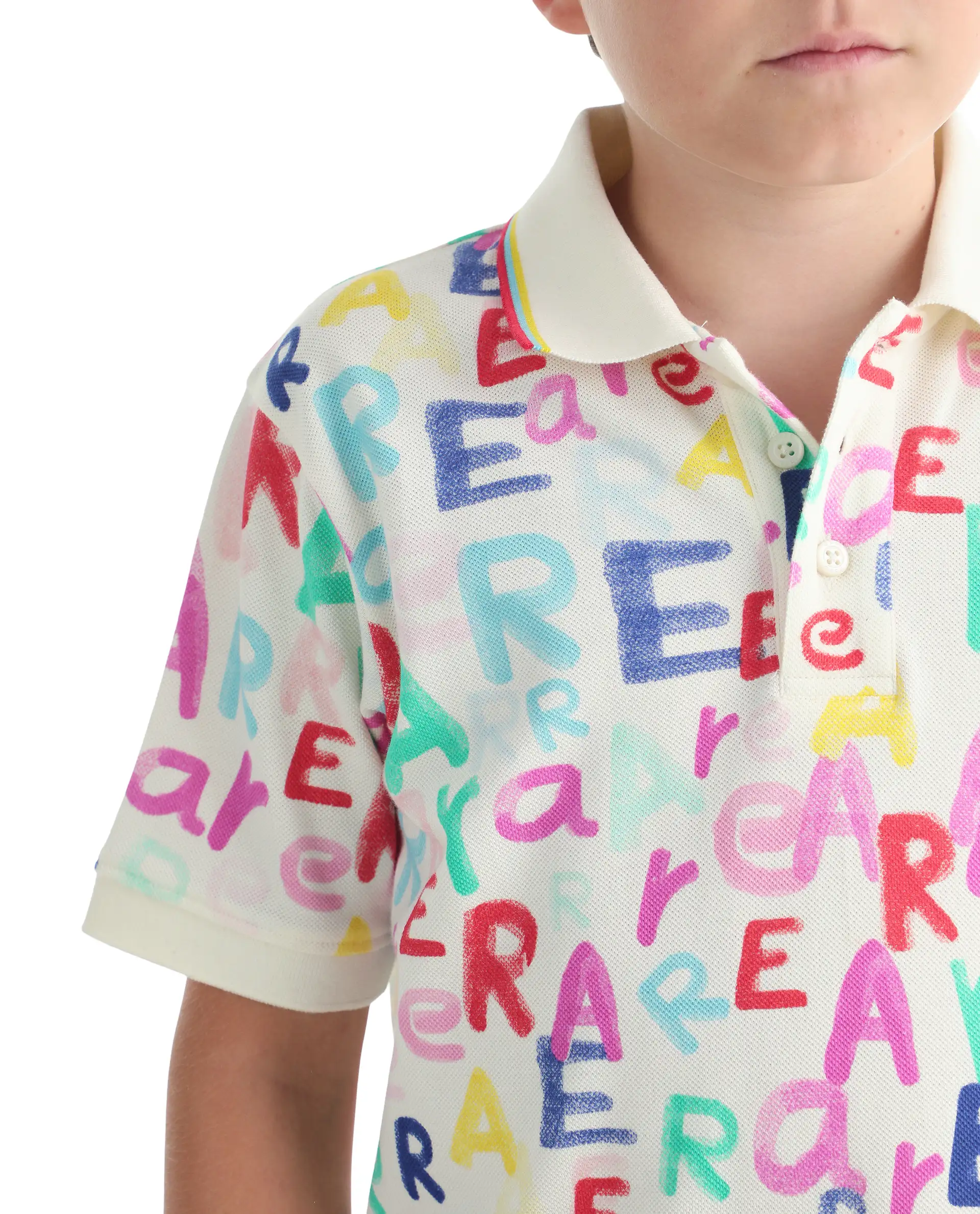 Rare Ones Kids Luca Multi Cotton Fabric All Over Print Button Closure Regular Fit Polo - Image 3