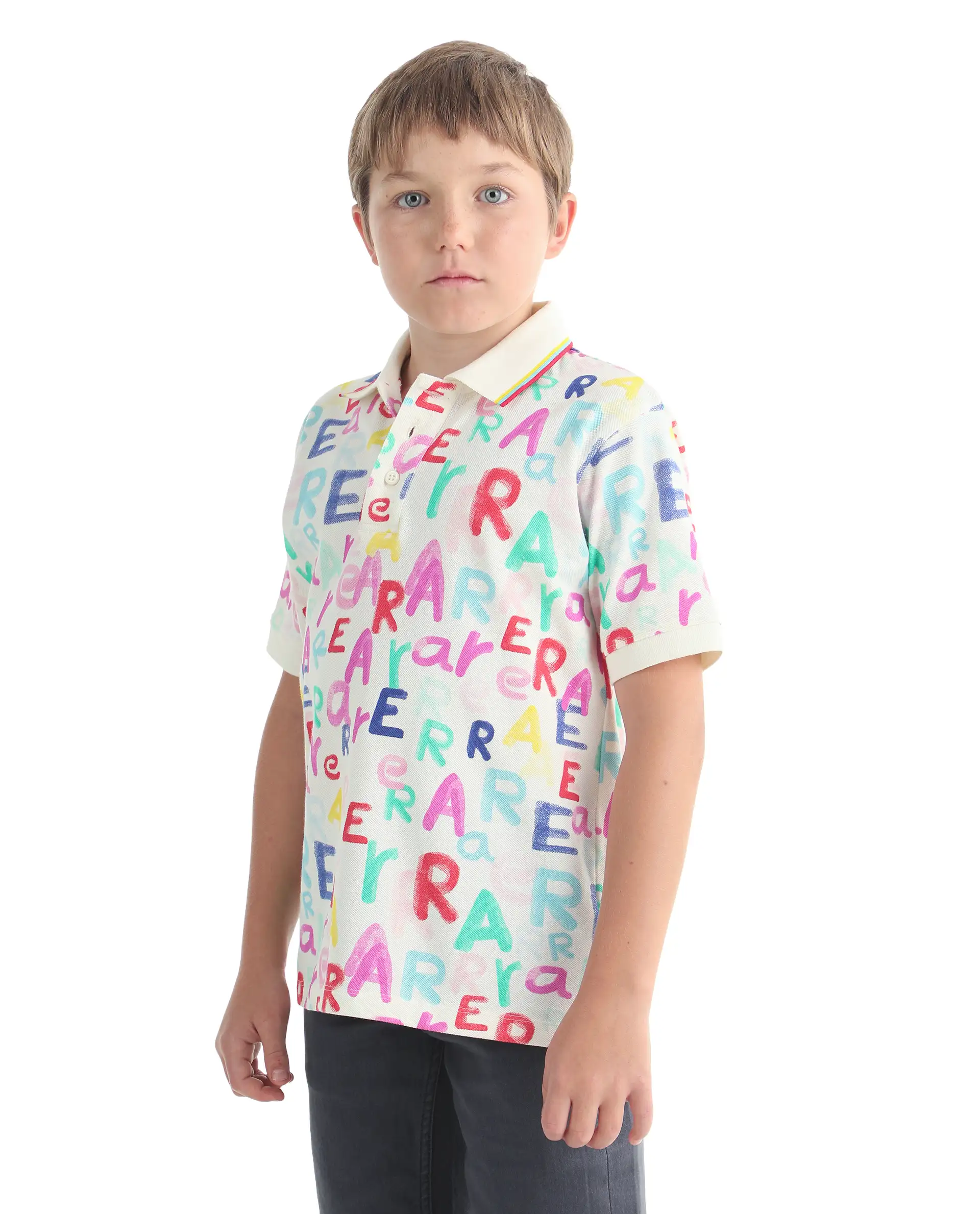 Rare Ones Kids Luca Multi Cotton Fabric All Over Print Button Closure Regular Fit Polo - Image 6
