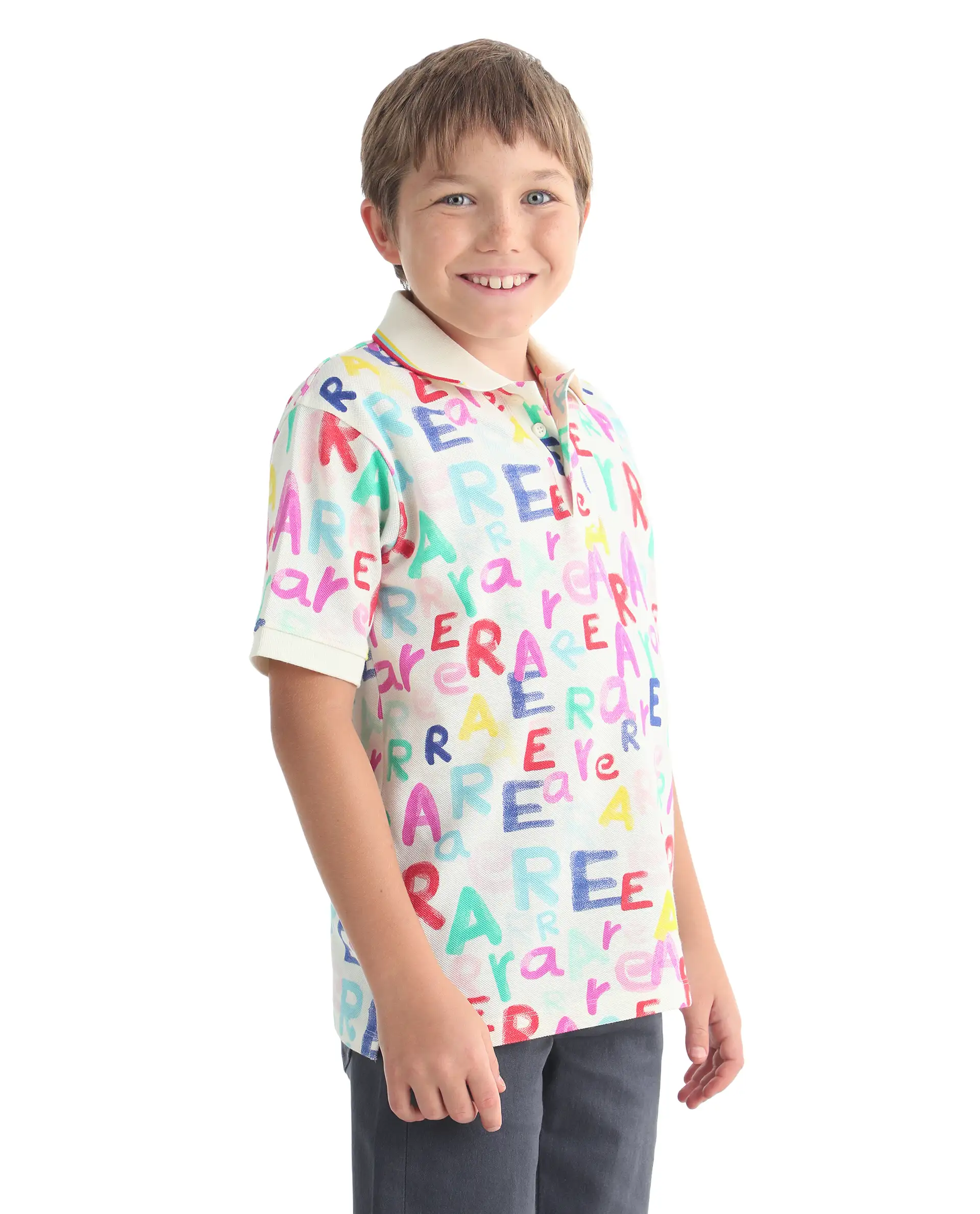 Rare Ones Kids Luca Multi Cotton Fabric All Over Print Button Closure Regular Fit Polo - Image 7