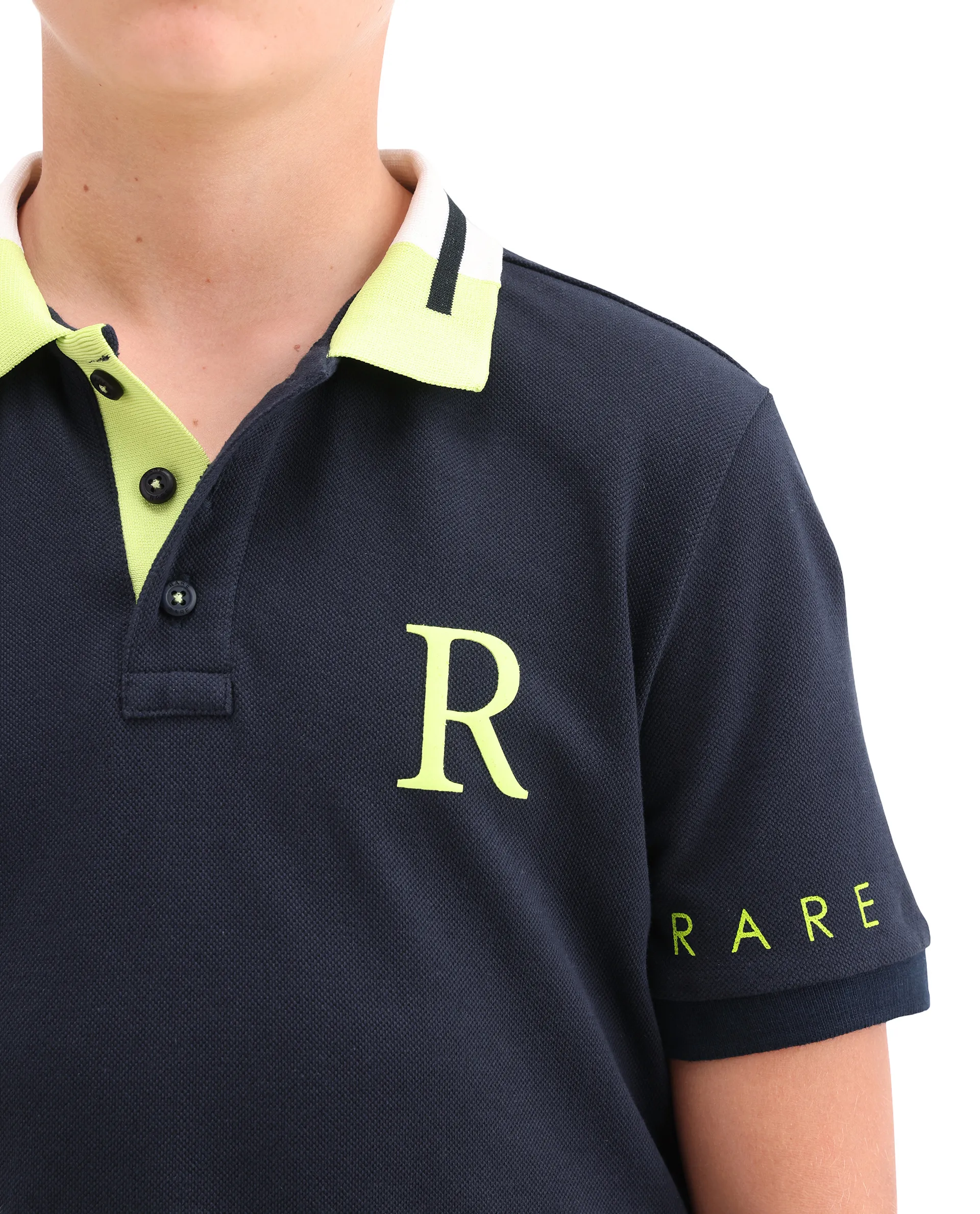 Rare Ones Kids Lura Navy Cotton Button Closure Pigment Print Regular Fit Polo - Image 4