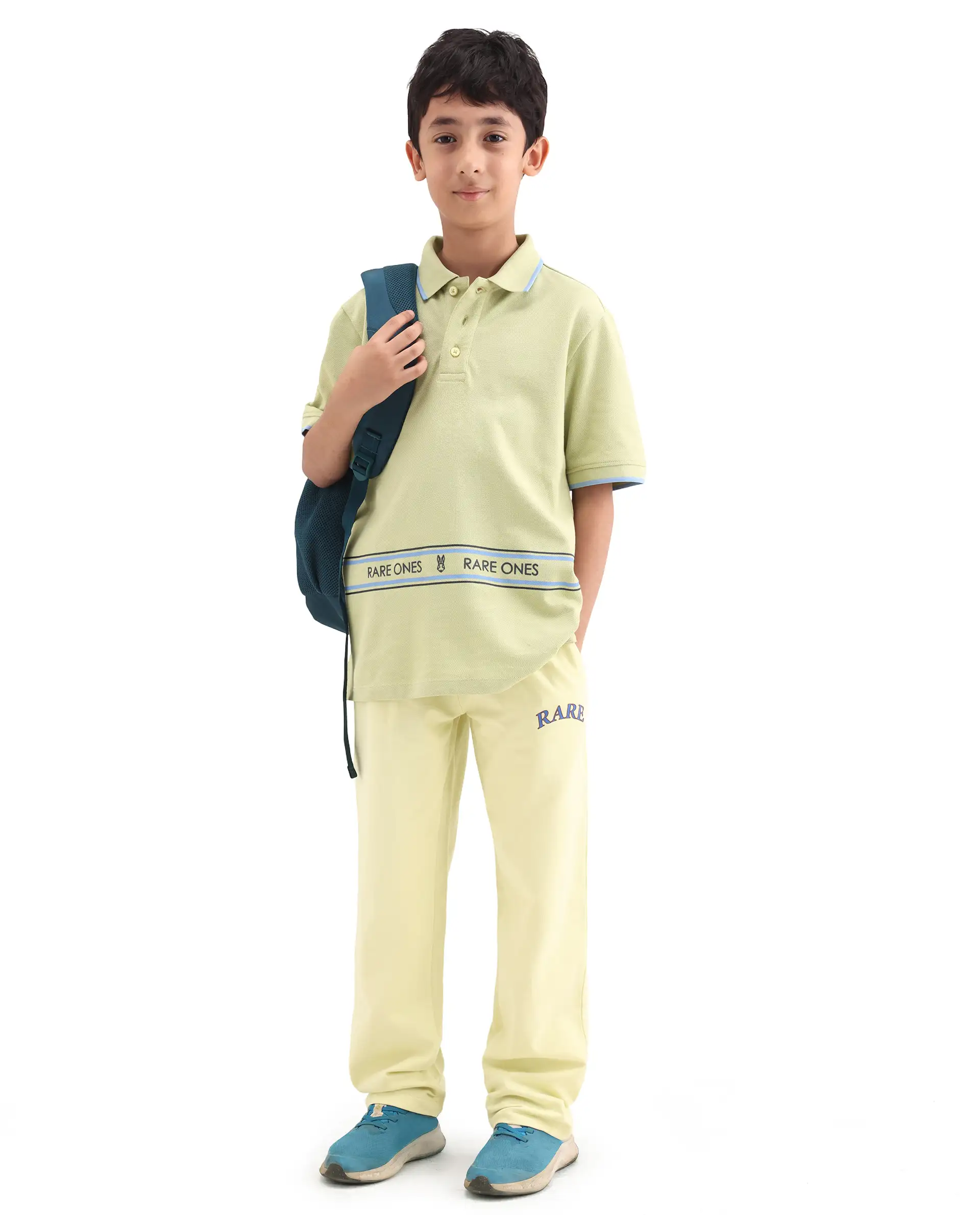 Rare Ones Kids Nael Fluorescent Yellow Cotton Button Closure Hd Print Regular Fit Polo - Image 2