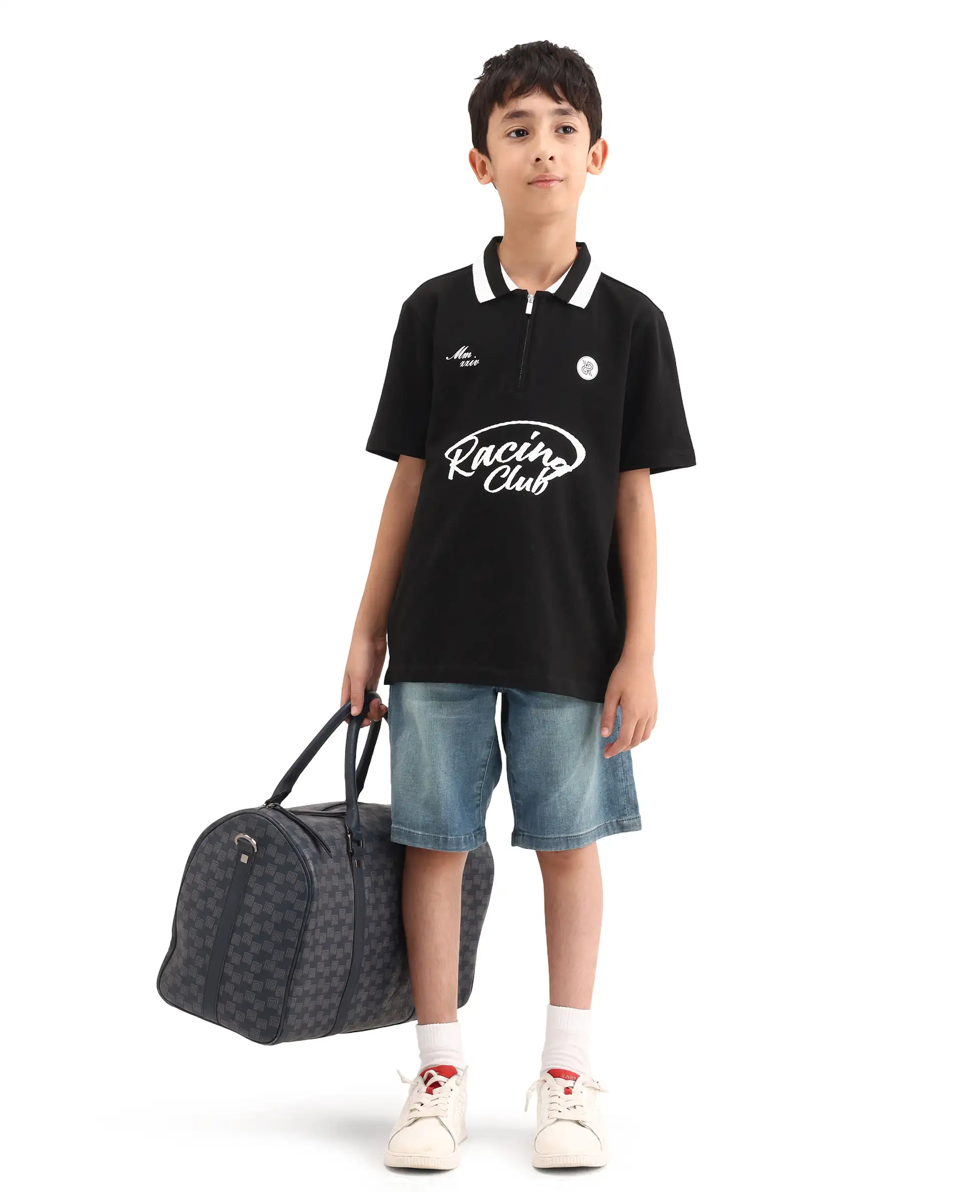 Rare Ones Kids Rino Black Cotton Zipper Closure Regular Fit Polo - Image 2